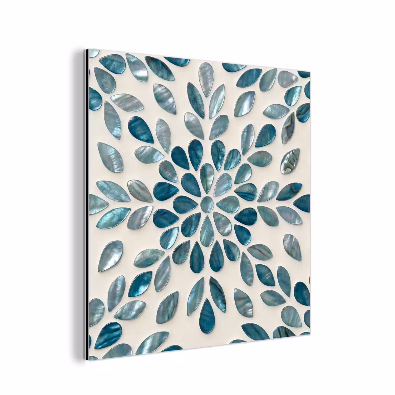 Patroon - Bladeren - Abstract - Modern - Turquoise aluminium wit klein -3d