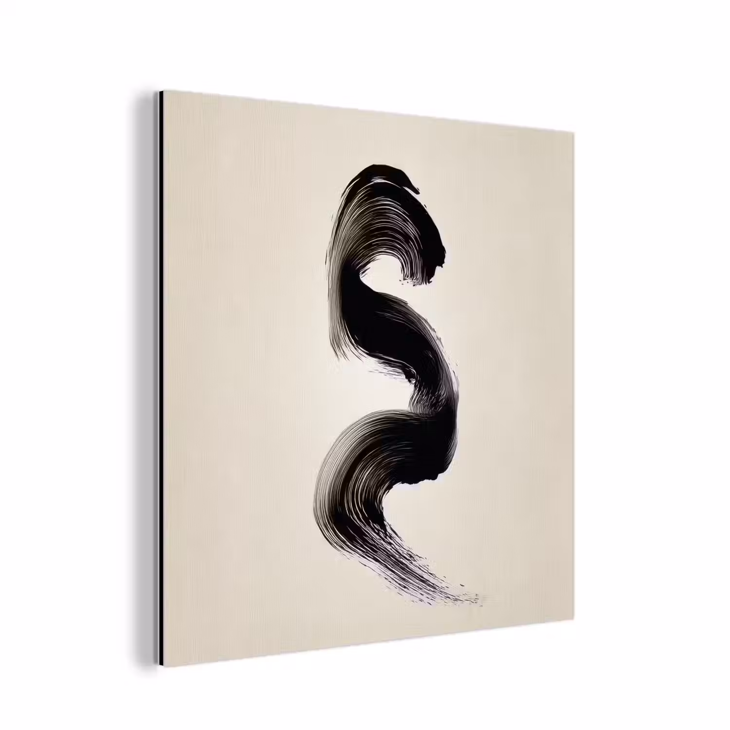 Penseelstreek - Zwart - Minimalistisch aluminium wit klein -3d