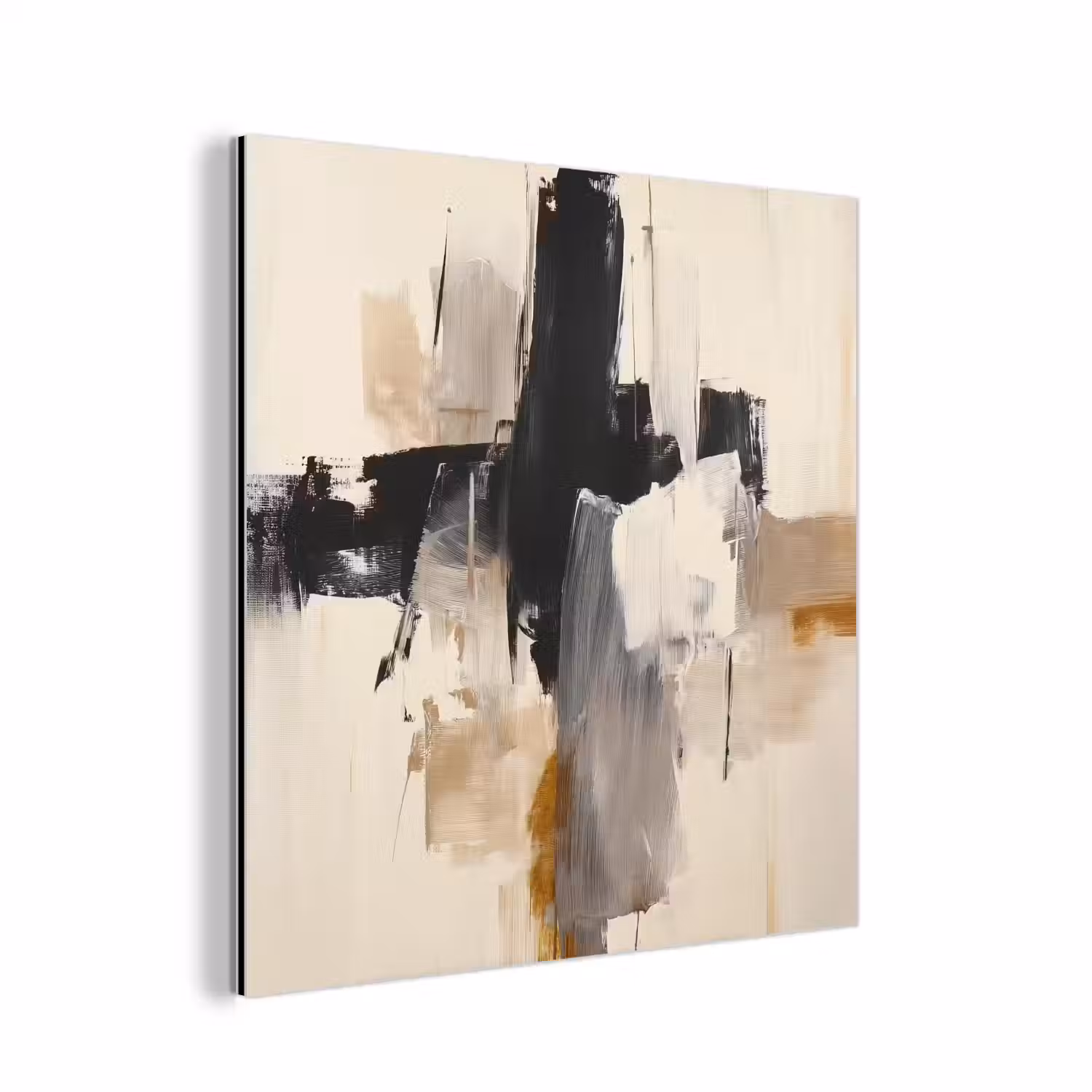 Penseelstreken - Ruw - Abstract - Beige aluminium wit klein -3d