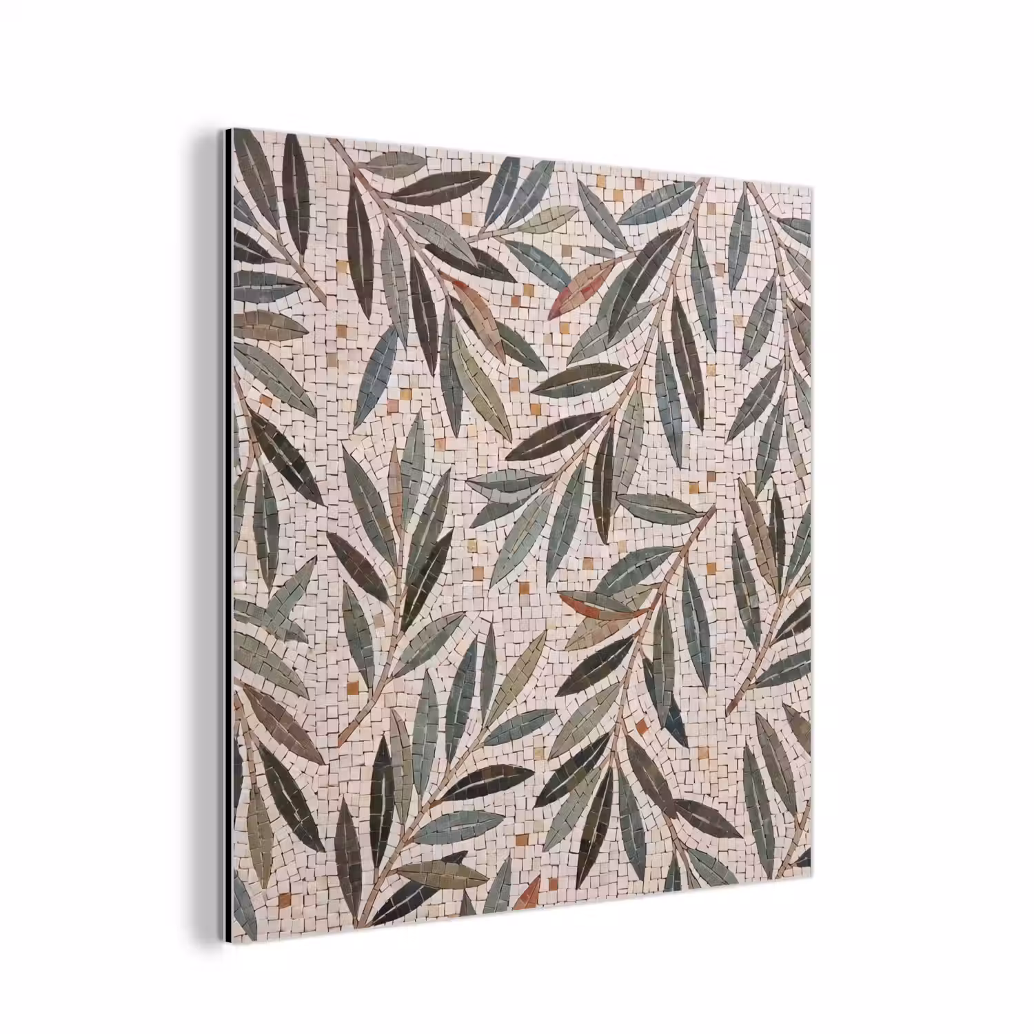 Plant - Blad - Mozaïek - Groen aluminium wit klein -3d