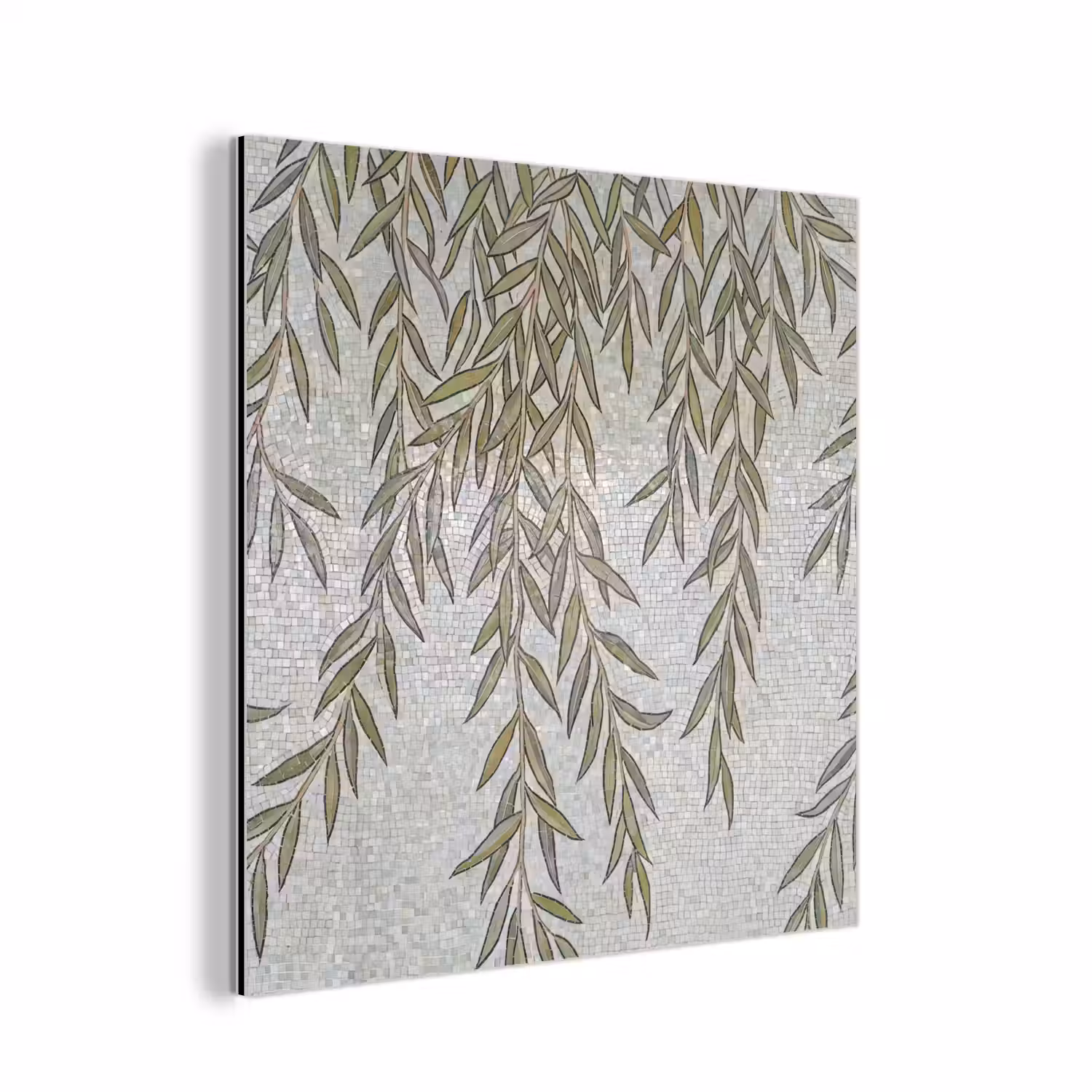Planten - Mozaïek - Patroon - Groen - Blauw aluminium wit klein -3d