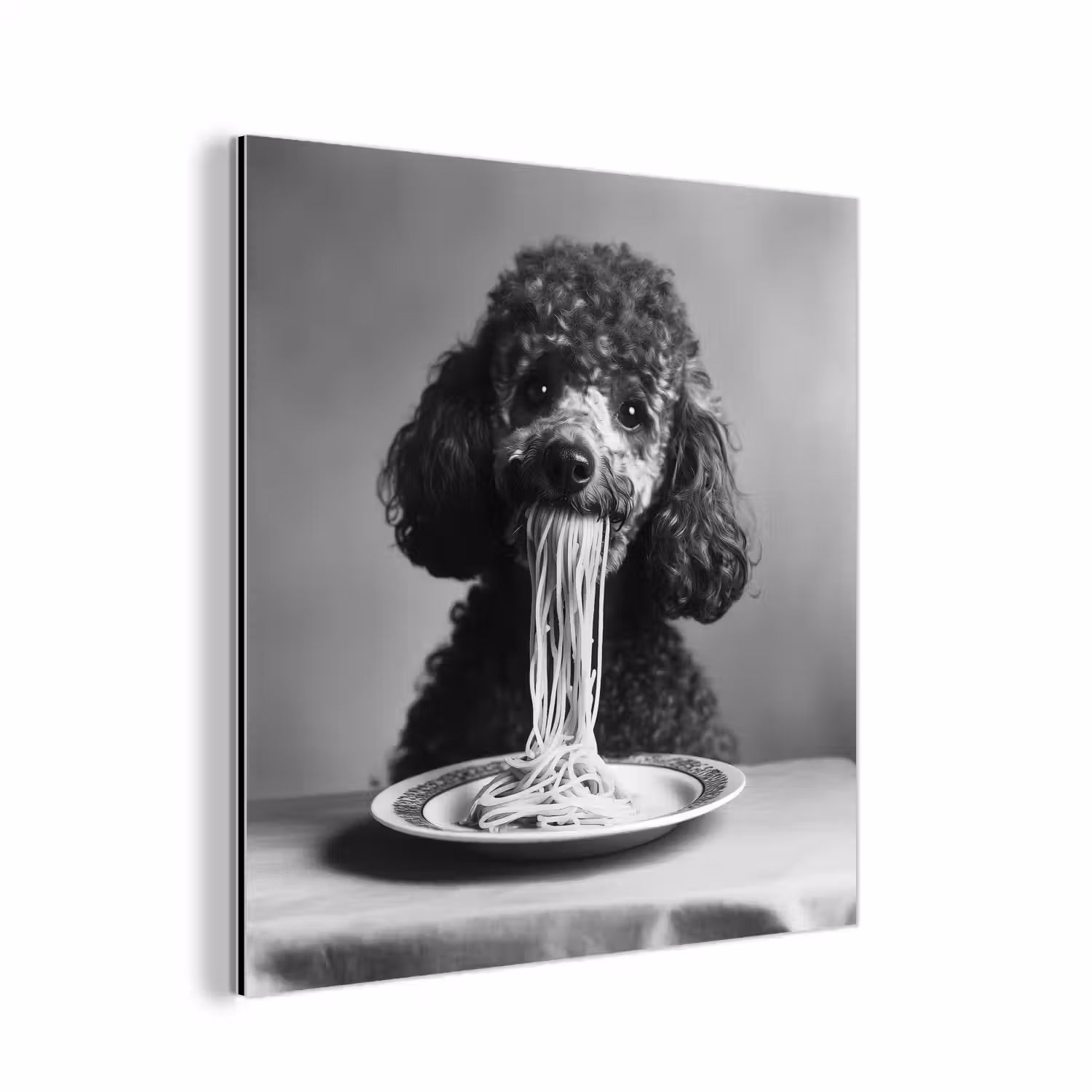 Poedel - Hond - Zwart - Wit - Schattig - Pasta aluminium wit klein -3d