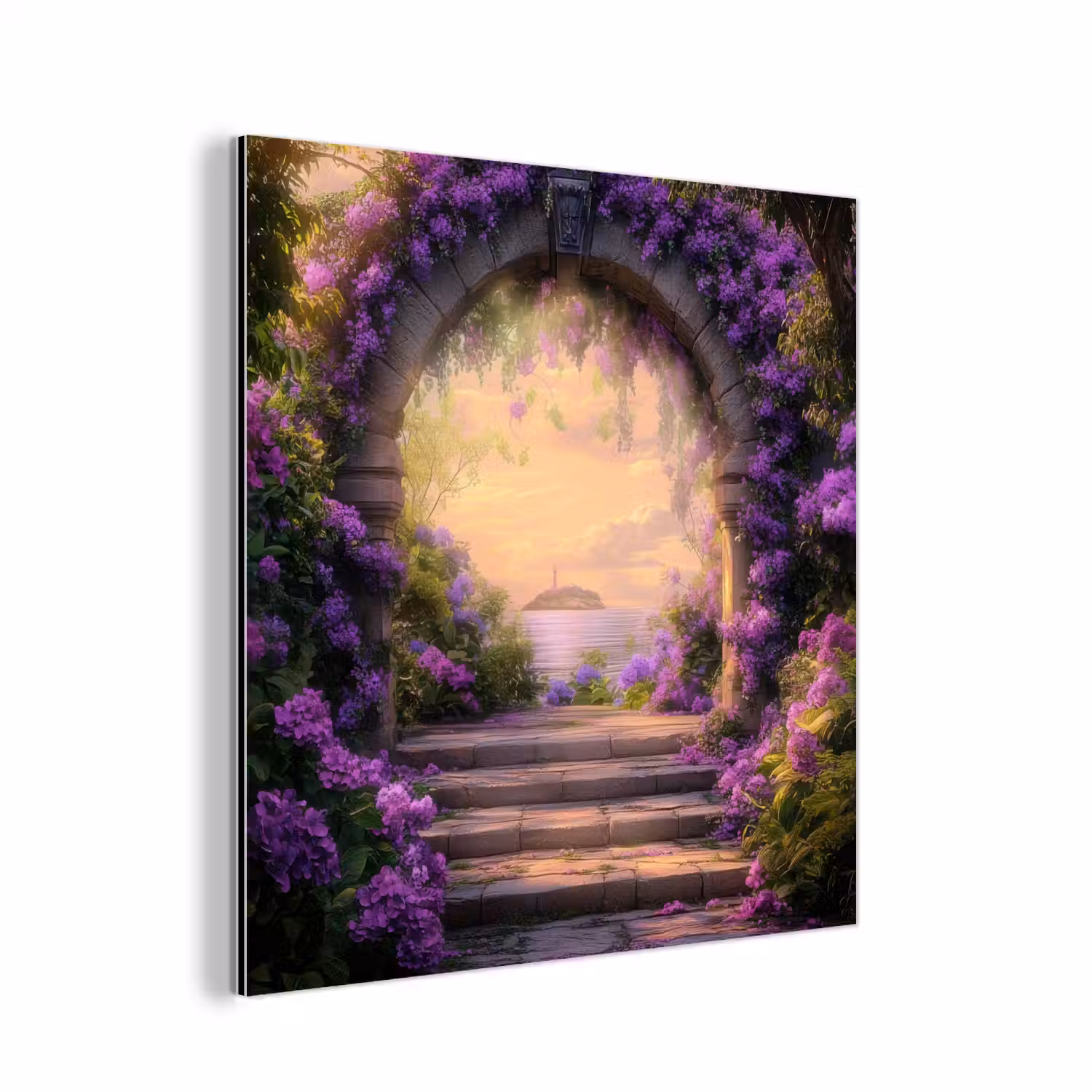 Poort - Paars - Bloemen aluminium wit klein -3d