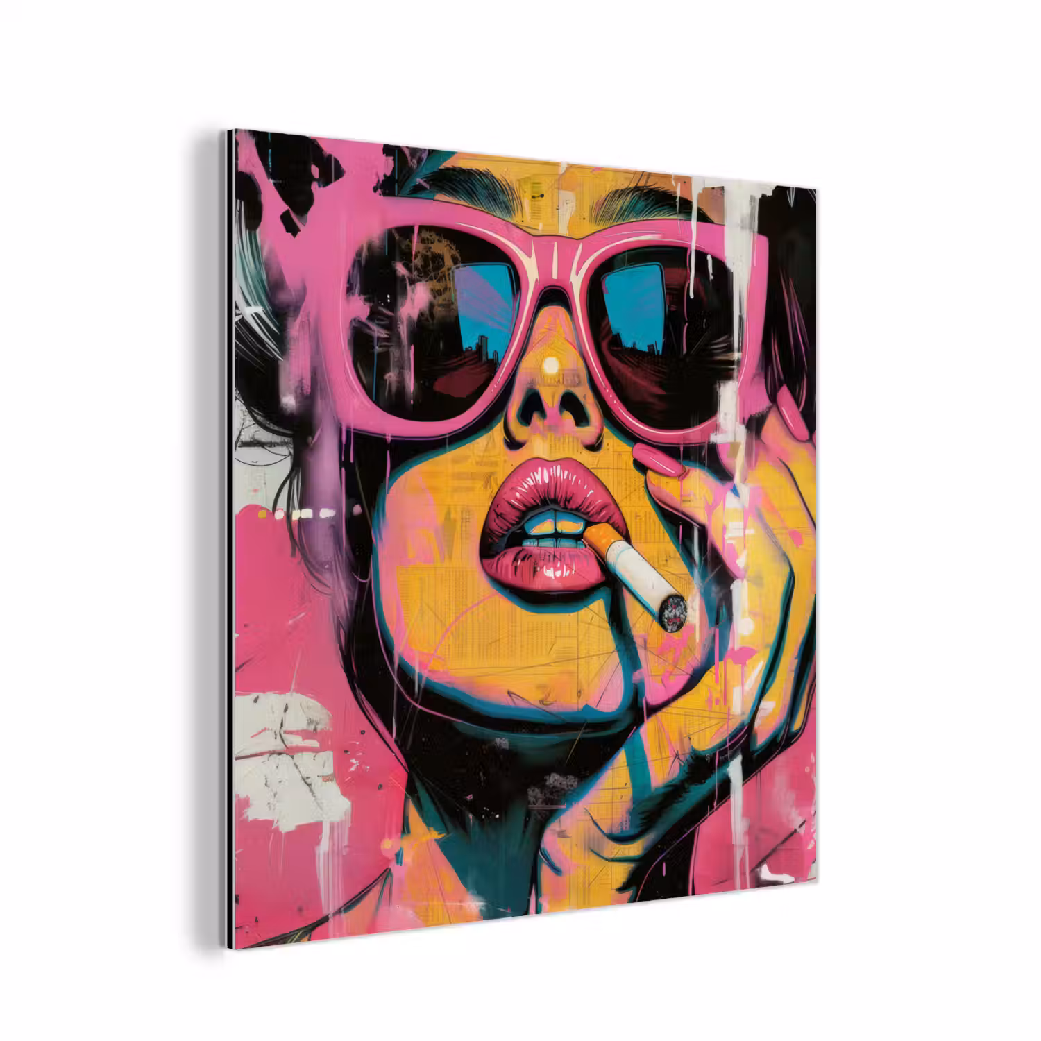 Portret - Vrouw - Abstract - Zonnebril aluminium wit klein -3d