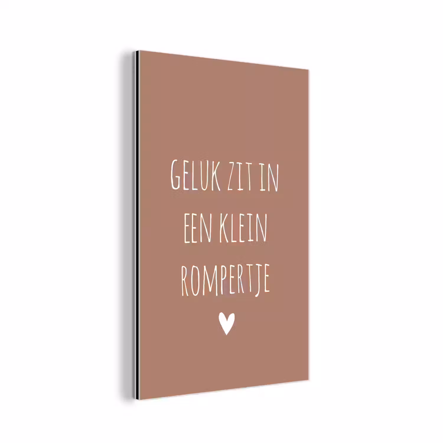 Quotes - Geluk zit in een klein rompertje - Spreuken aluminium wit klein -3d