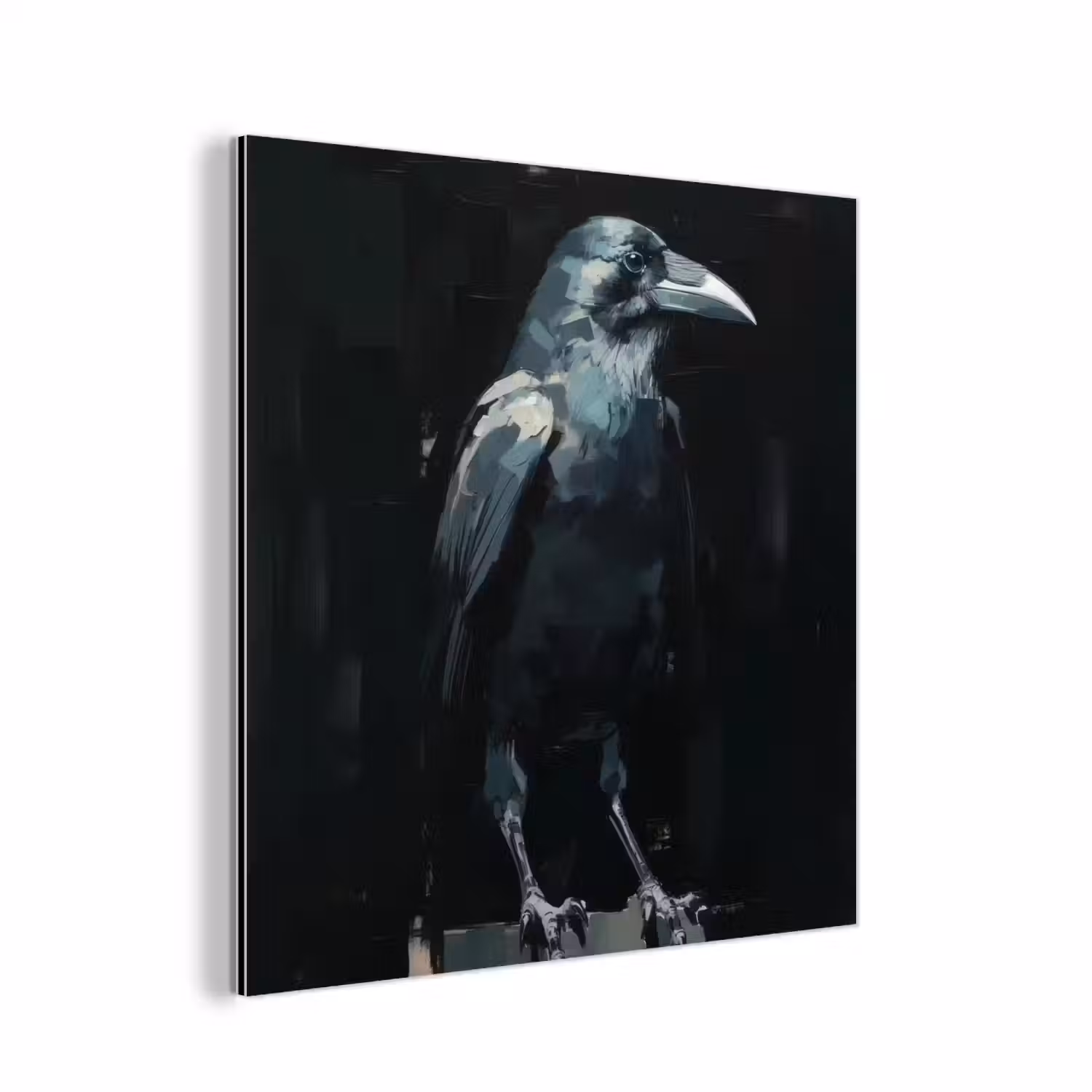 Raaf - Vogels - Zwart aluminium wit klein -3d