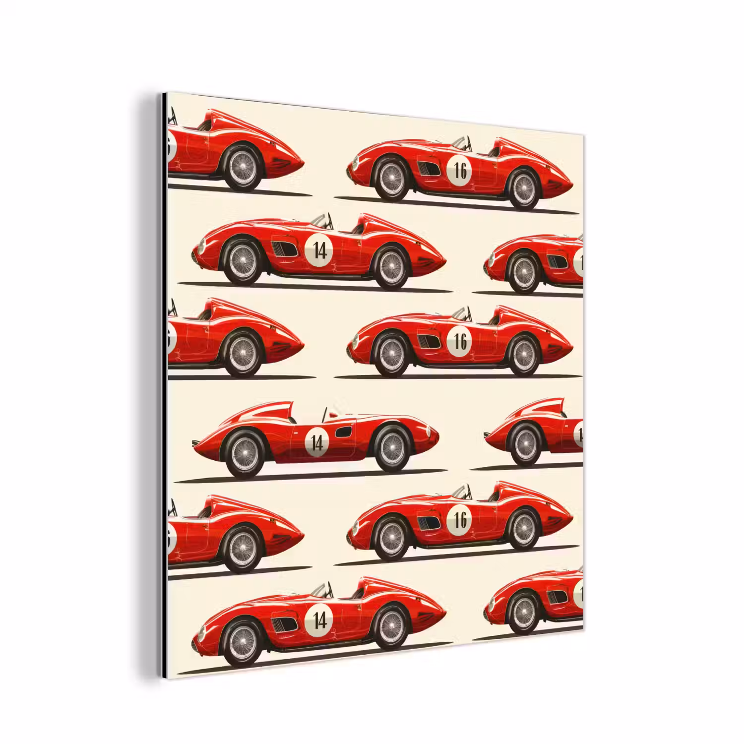 Raceauto - Retro - Rood aluminium wit klein 46 -3d
