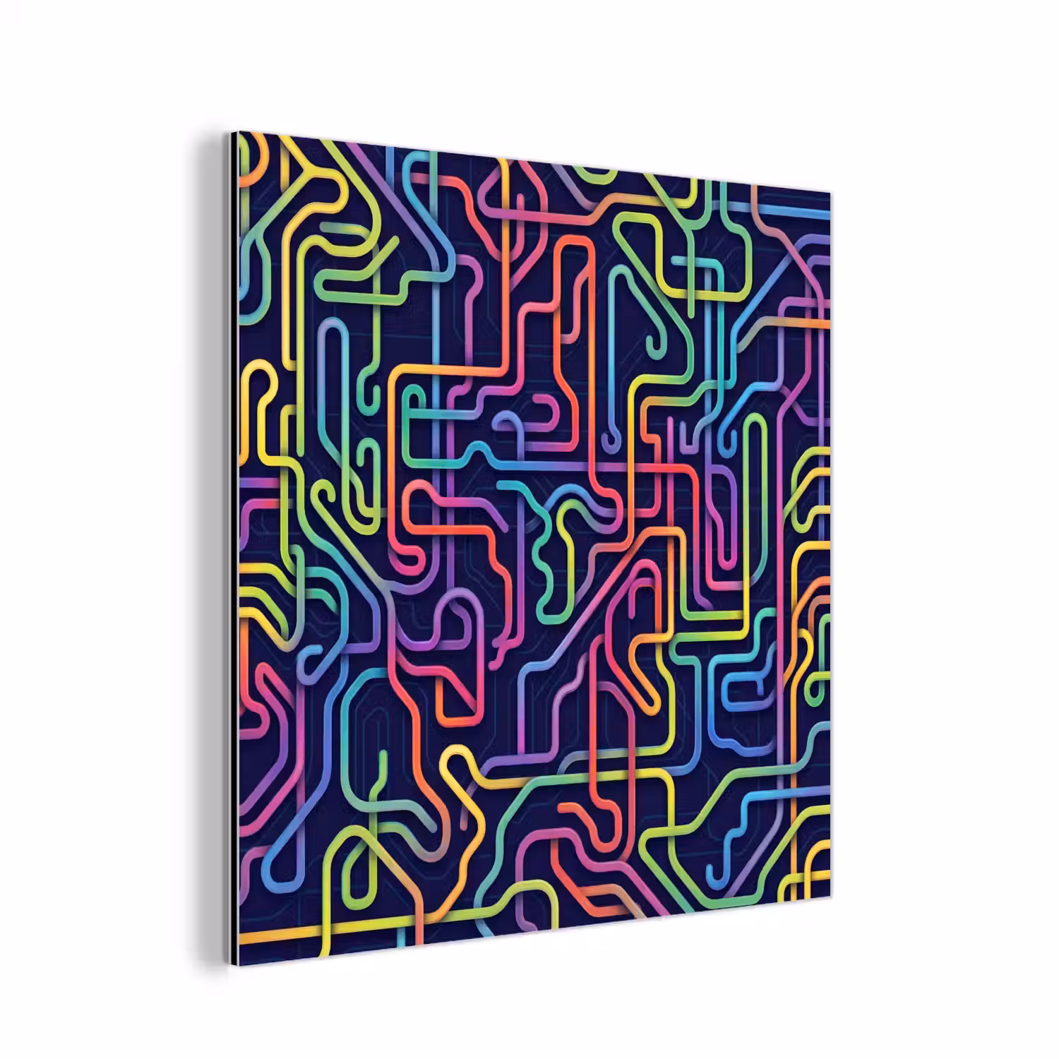 Retro - Abstract - Neon aluminium wit klein -3d