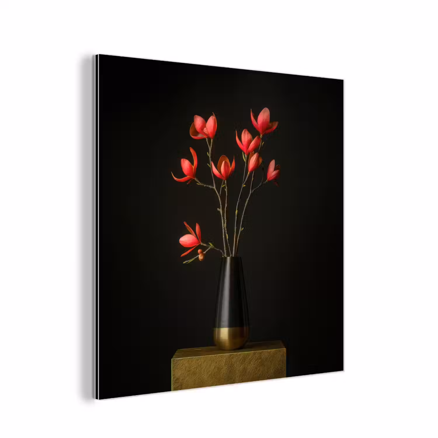Rode - Bloemen - Vaas aluminium wit klein -3d