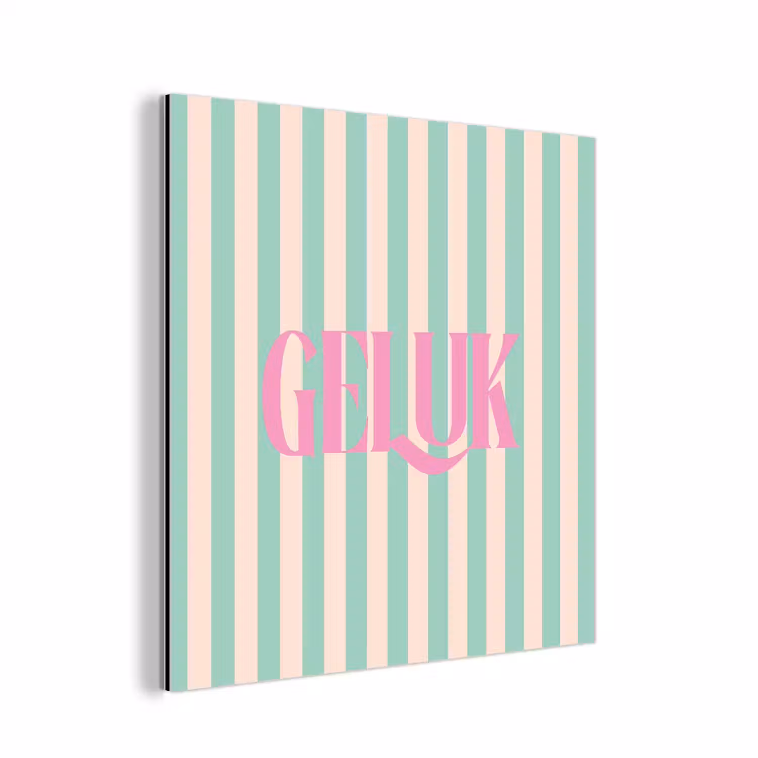 Roze - Groen - Strepen - Geluk aluminium wit klein -3d