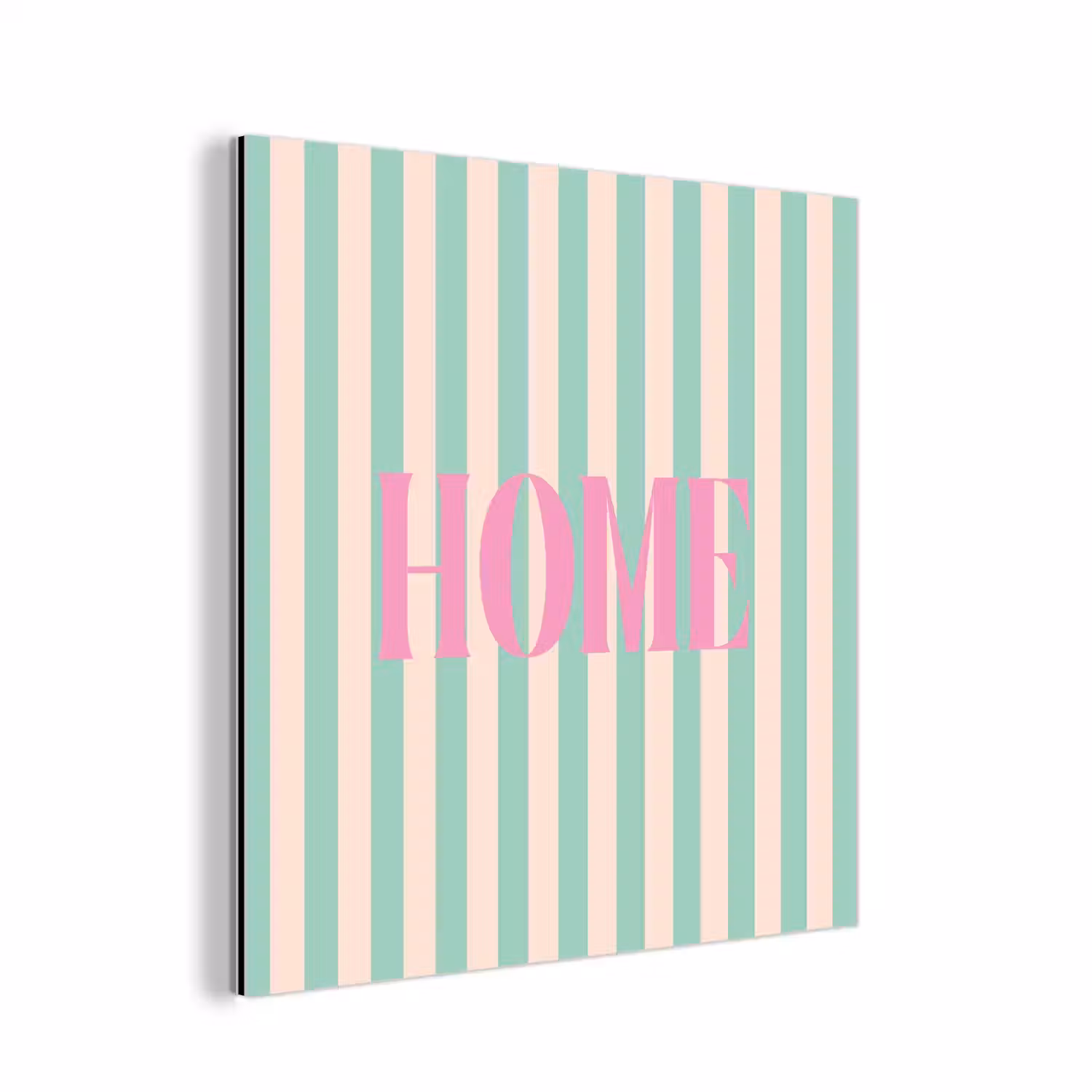 Roze - Groen - Strepen - Home aluminium wit klein -3d