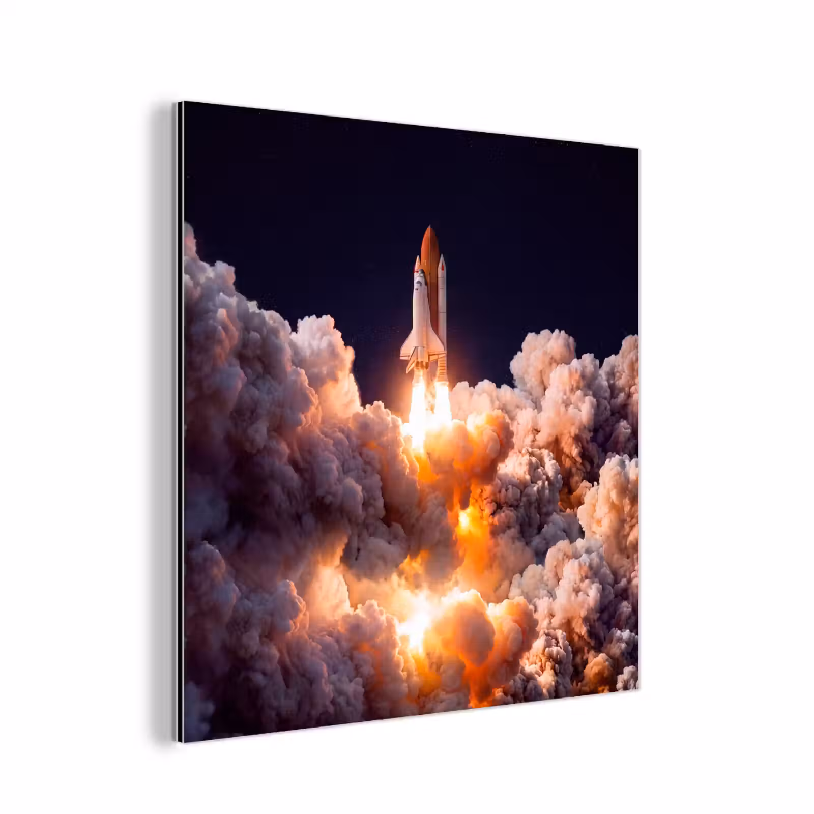 Aluminium schilderij - Ruimtevaartuig - Lancering - Sterren - Ruimtevaartuig - Lancering - Sterren aluminium wit klein
