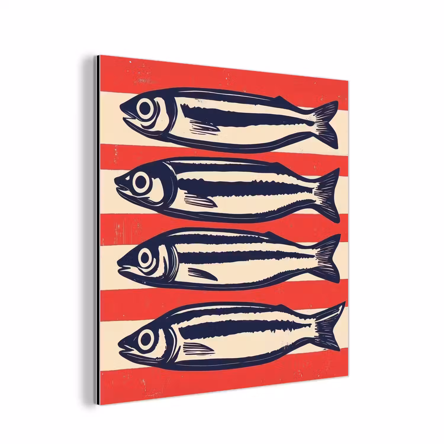 Sardines - Rood en beige strepen aluminium wit klein -3d