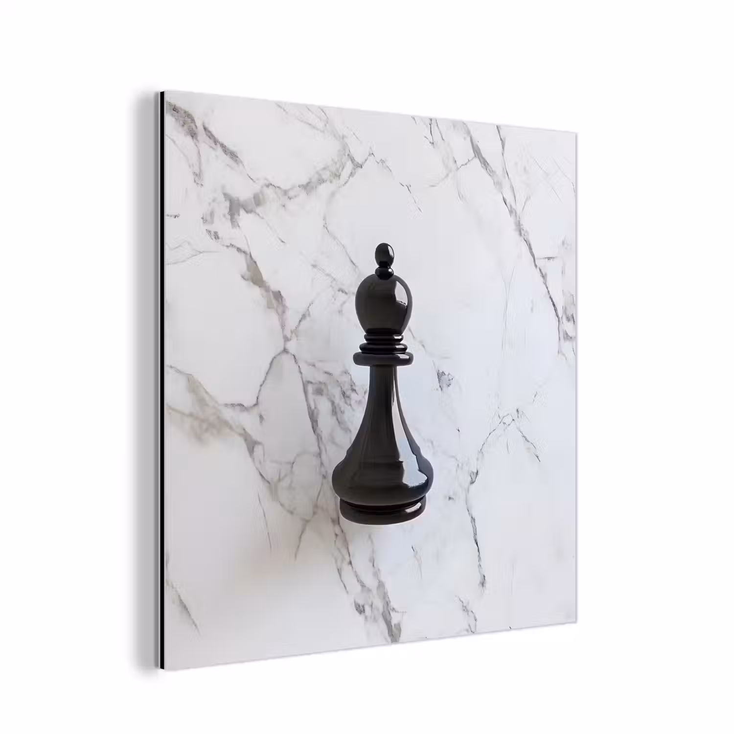 Schaakstuk - Loper - Zwart - Marmer aluminium wit klein -3d