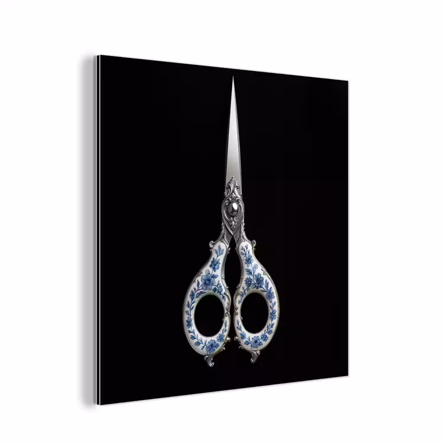 Schaar - Delfts blauw - Zwart aluminium wit klein -3d