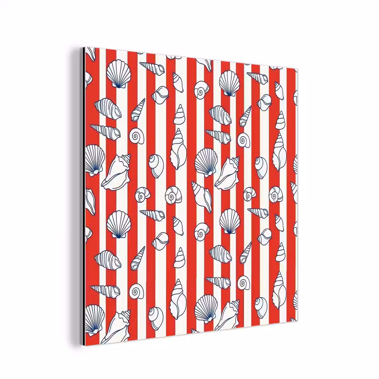 Schelp - Zeedieren - Zomer - Illustratie - Rood - Blauw aluminium wit klein -3d