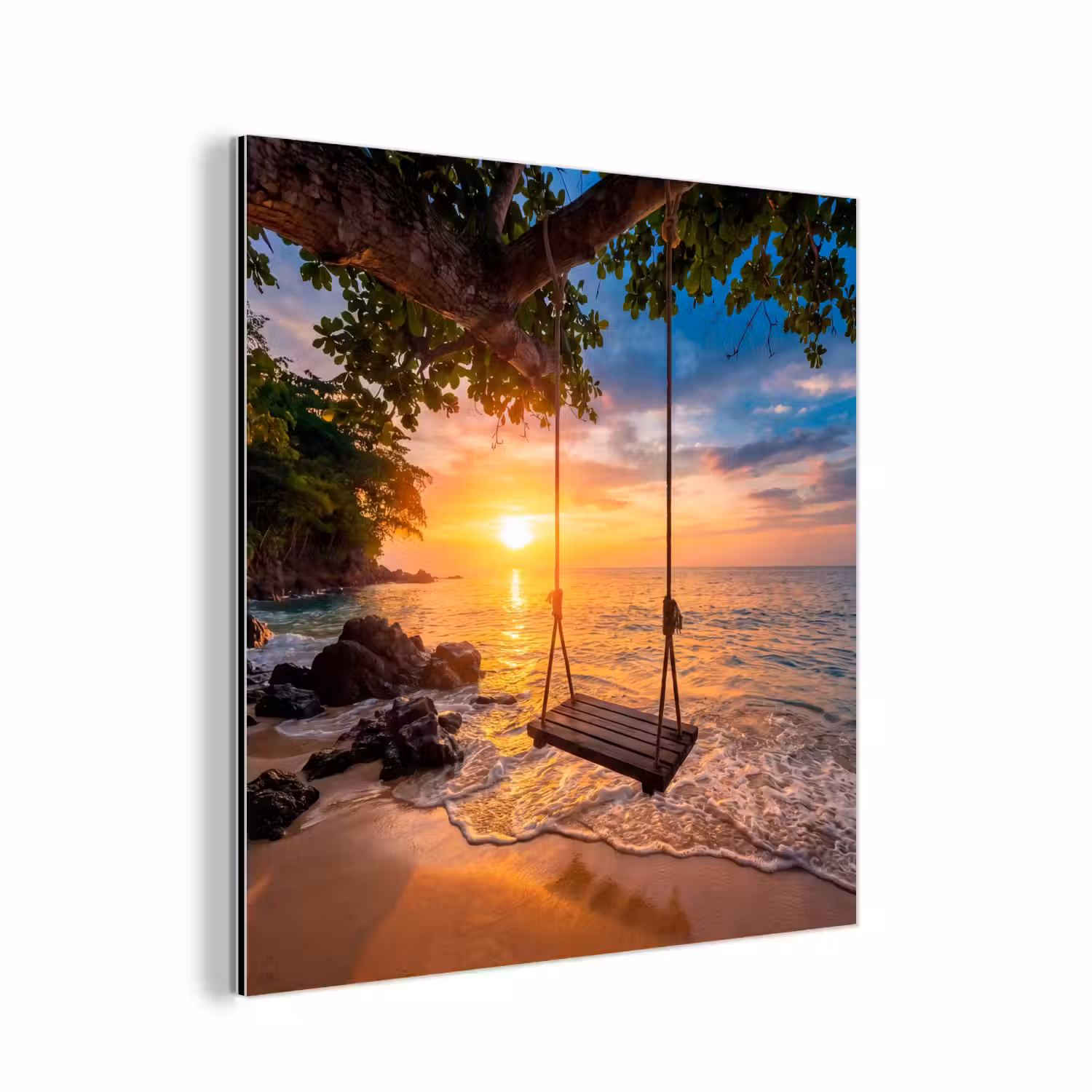 Schommel - Strand - Zonsondergang - Natuur - Oranje aluminium wit klein -3d