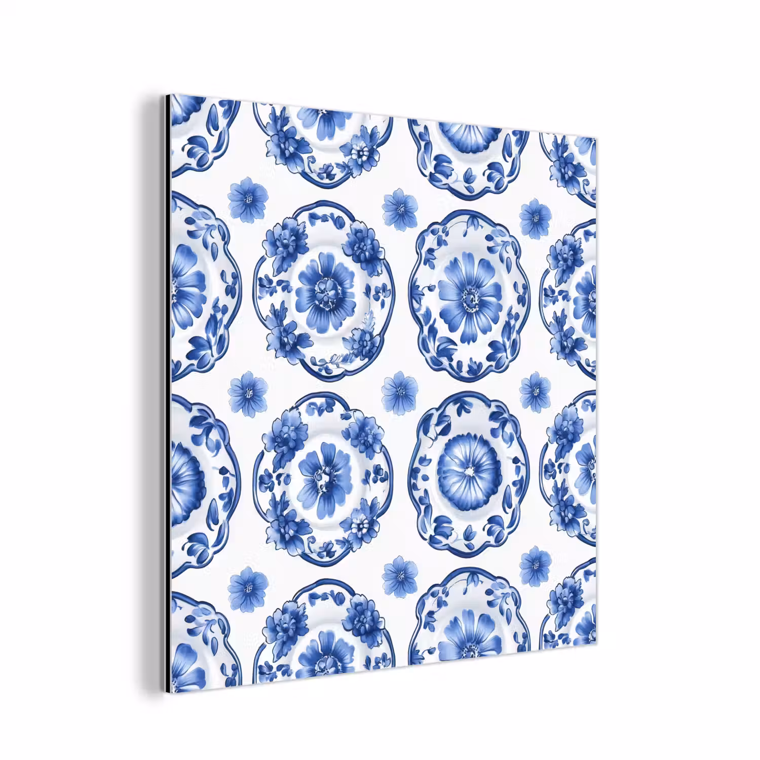 Sierborden - Bloemen - Blauw aluminium wit klein 46 -3d