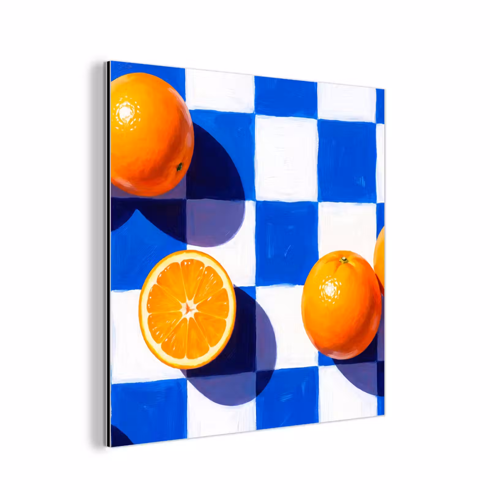 Aluminium schilderij - Sinaasappel - Geruit - Eten — 1