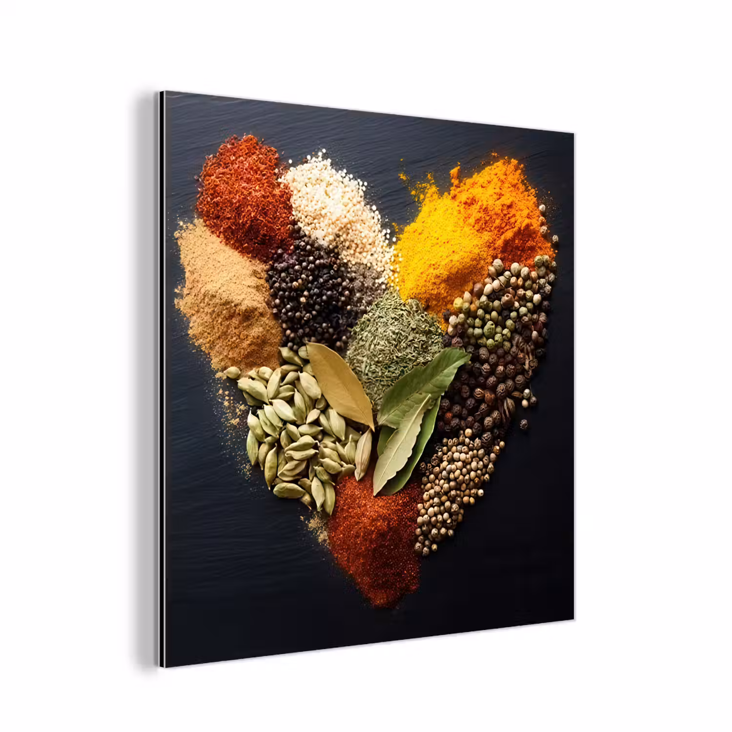 Specerijen - Mix - Hartvorm - Zwart aluminium wit klein -3d