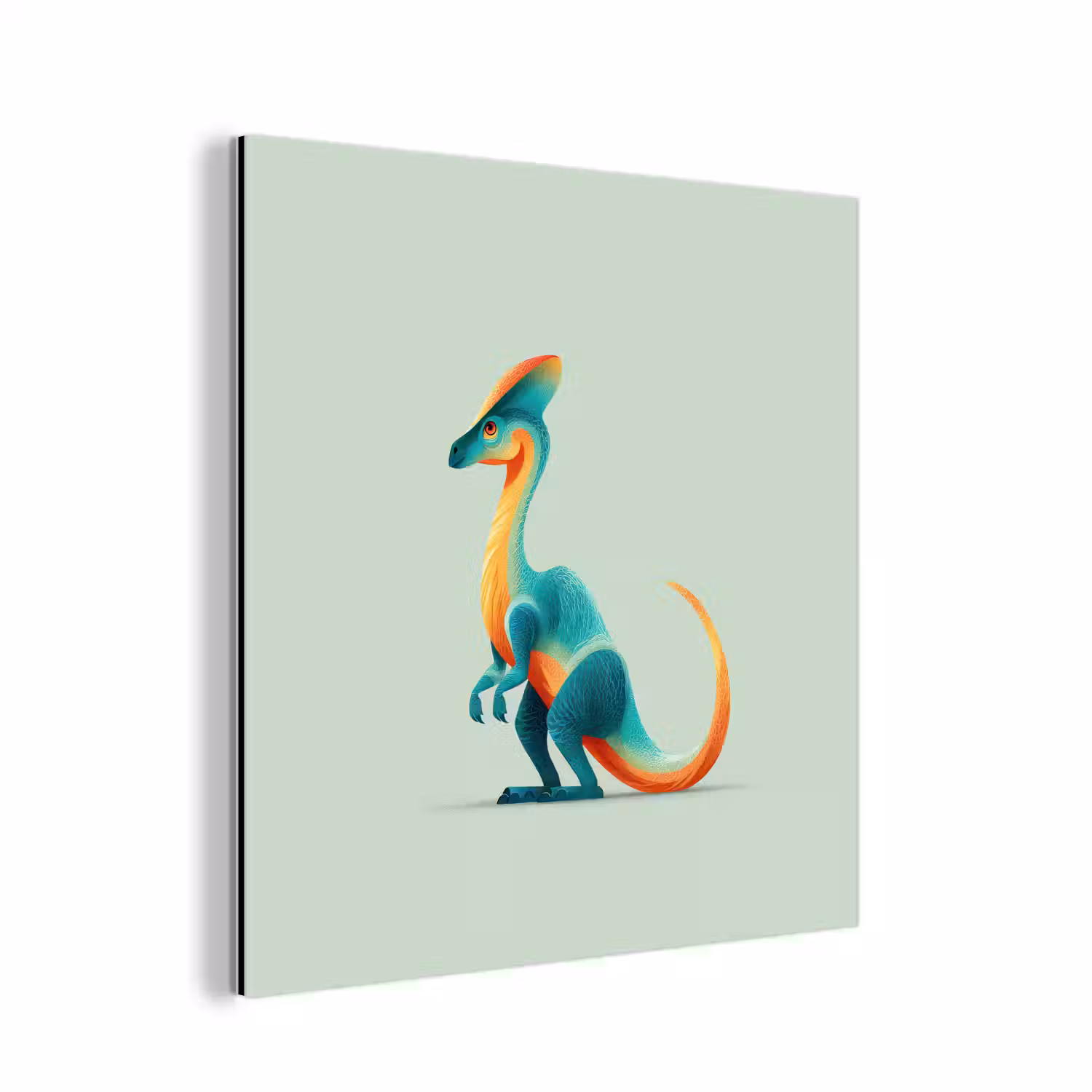 Staart - Dino - Minimalistisch - Blauw aluminium wit klein -3d