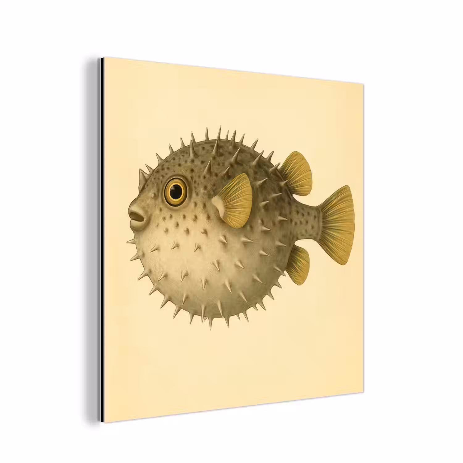 Stekels - Vis - Opgeblazen - Bruin aluminium wit klein -3d