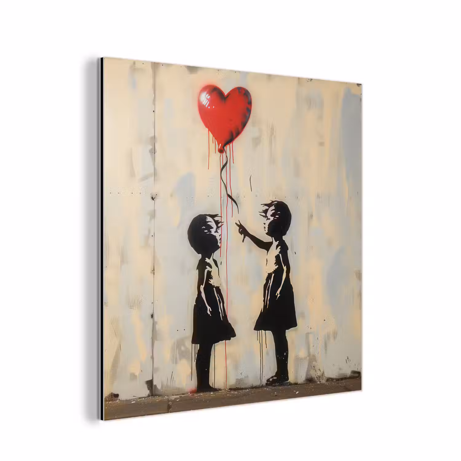 Street art - Banksy - Ballon - Graffiti - Retro aluminium wit klein -3d