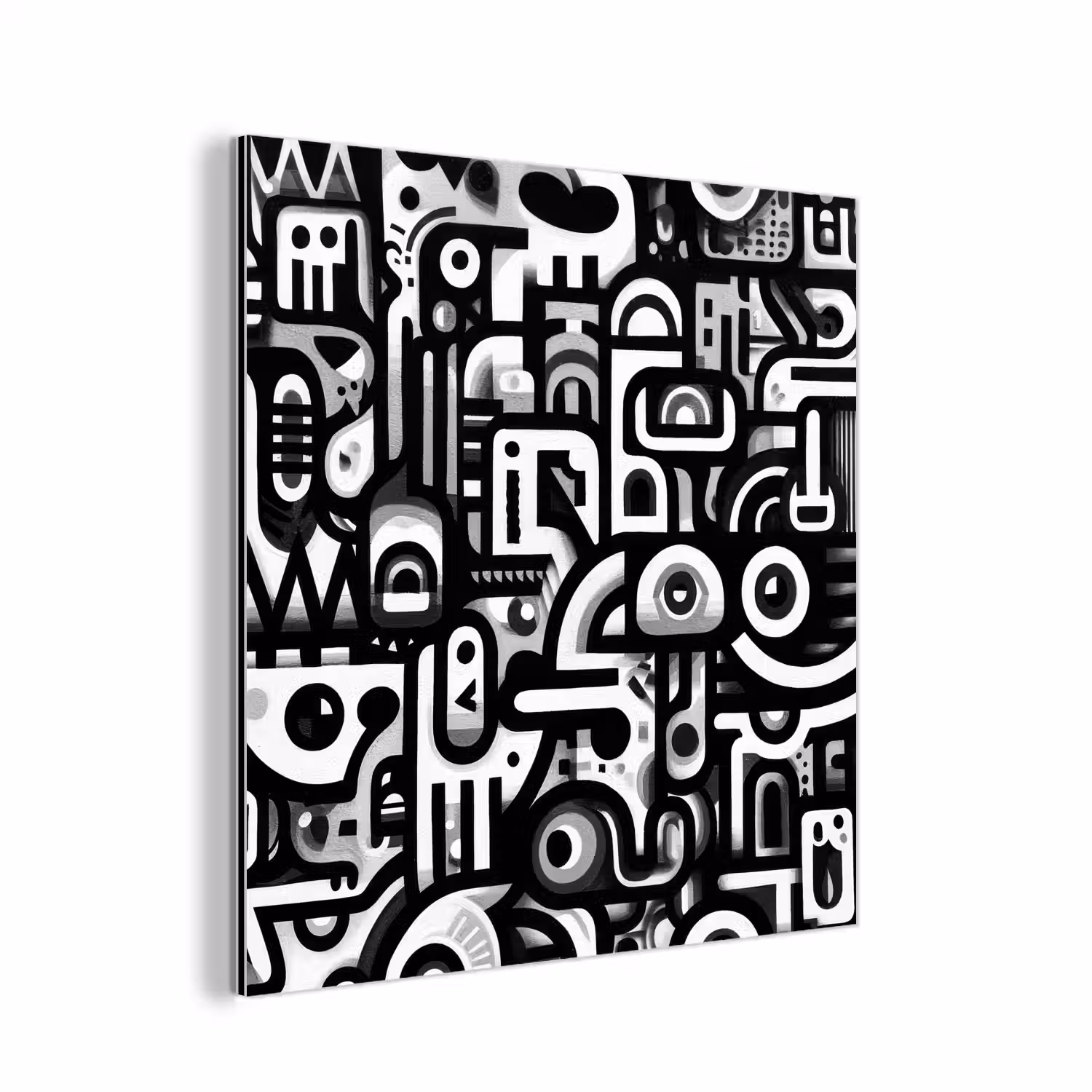 Symbolen - Abstract - Grafisch - Zwart aluminium wit klein -3d