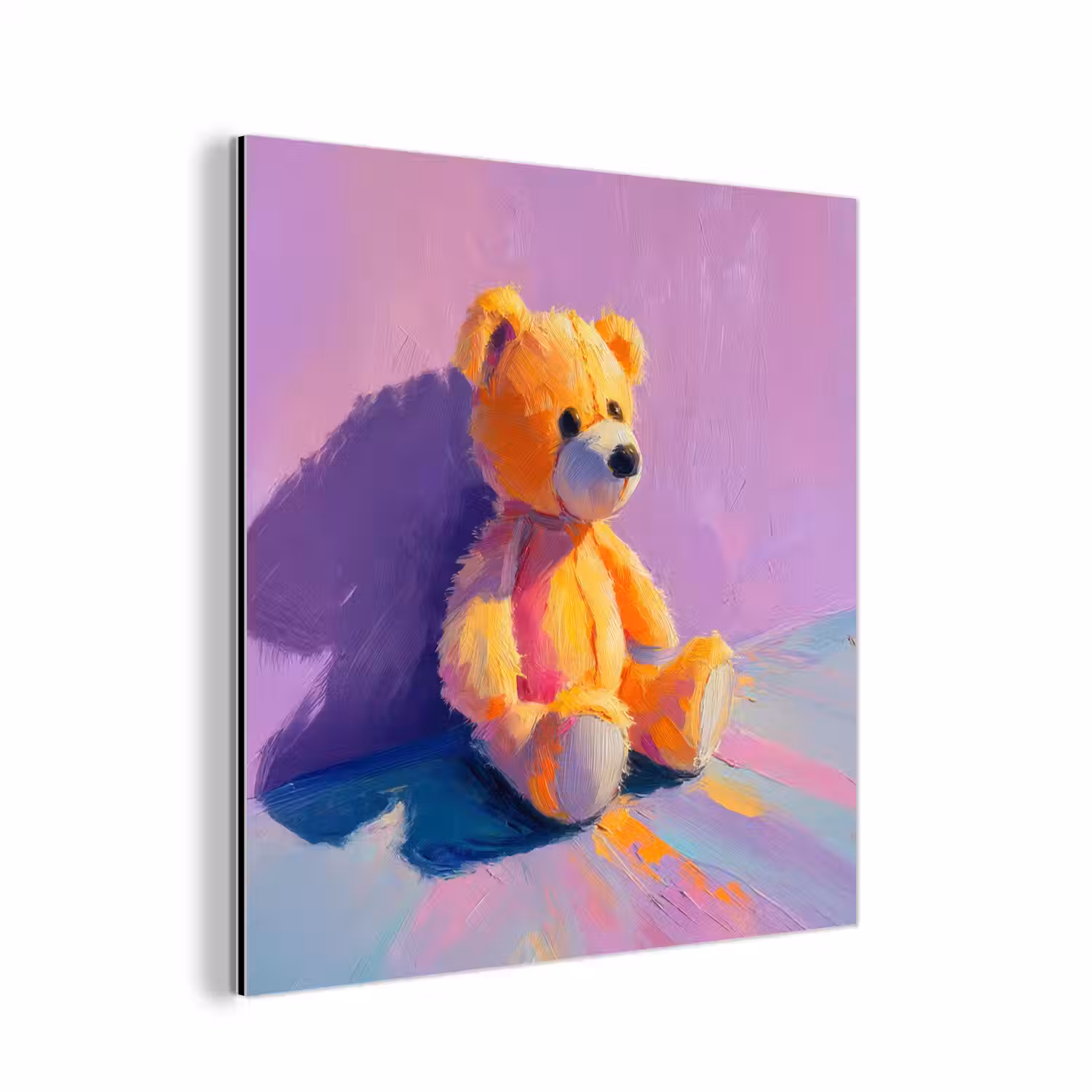 Teddybeer - Schaduw - Penseelstreken - Paars aluminium wit klein -3d