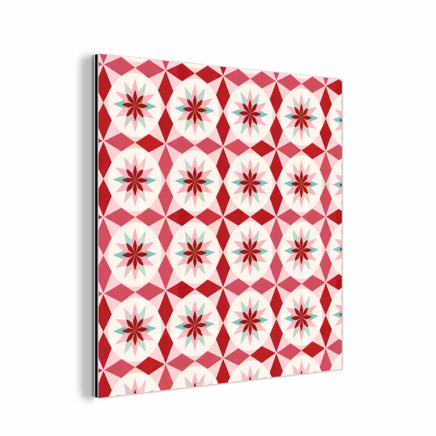 Tegelpatroon - Sterren - Retro - Roze - Mintgroen aluminium wit klein 46 -3d