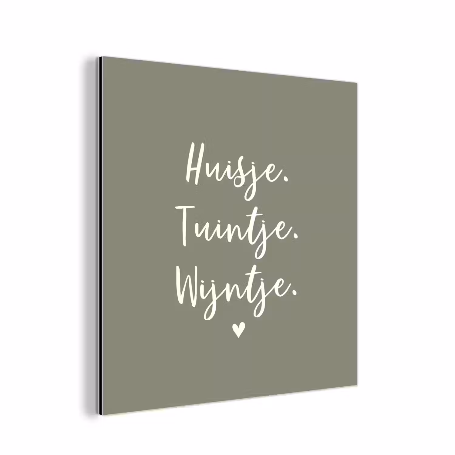 Tekst - Huisje, tuintje, wijntje - Thuis - Quotes - Wijn aluminium wit klein -3d