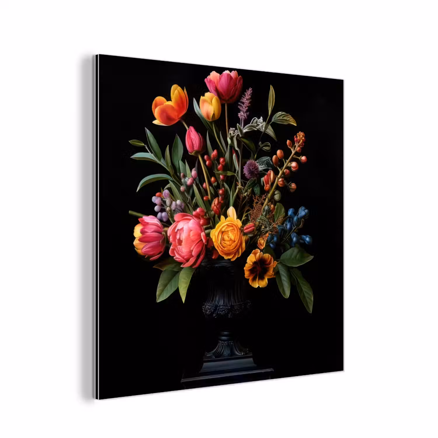 Tulpen - Bessen - Boeket - Vaas aluminium wit klein -3d