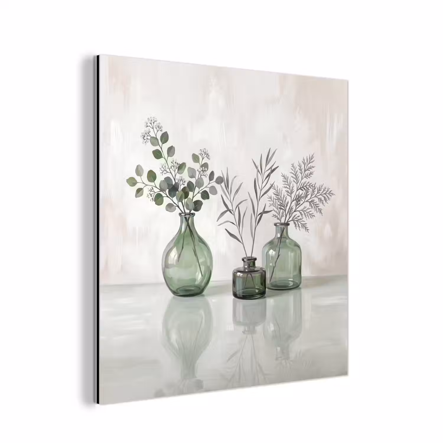 Vazen - Bladeren - Groen aluminium wit klein -3d