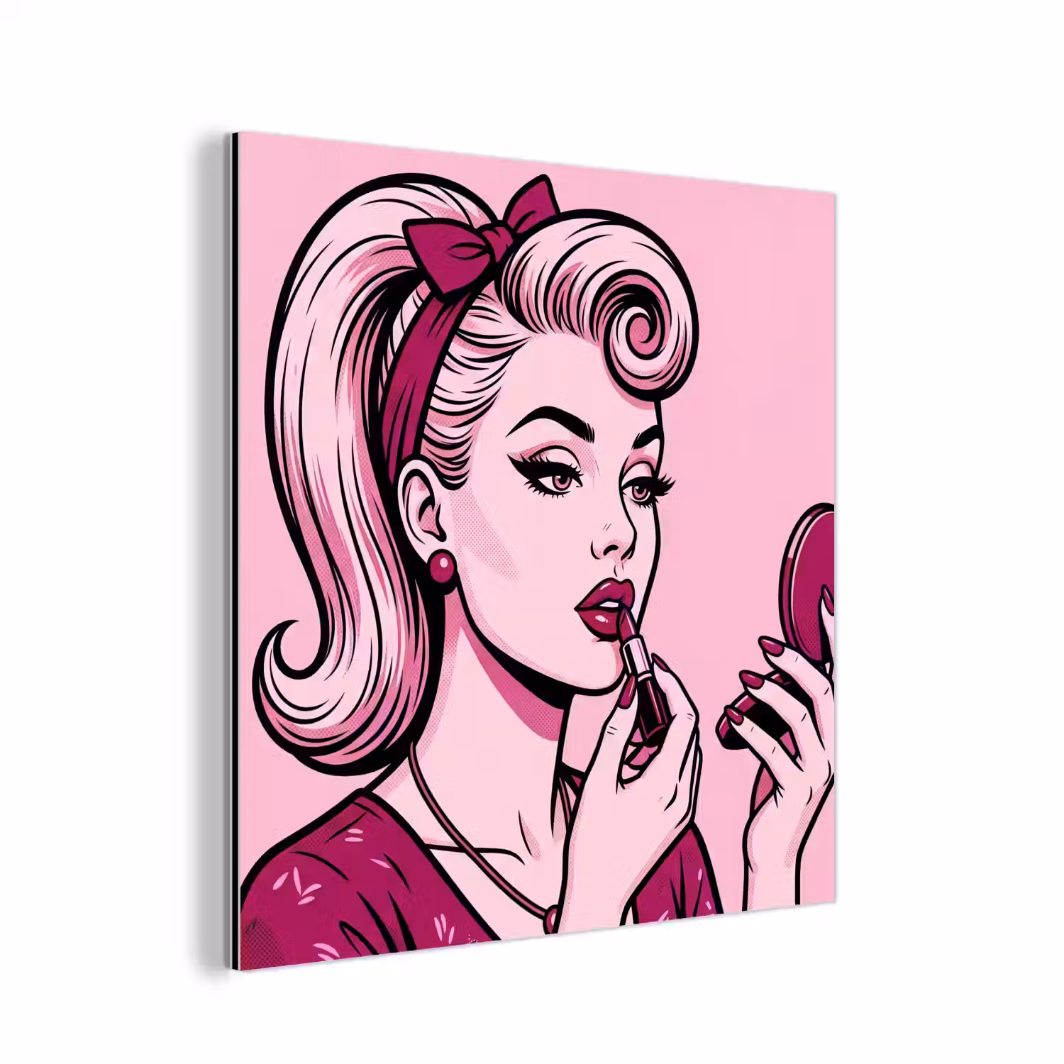 Vintage - Vrouw - Roze aluminium wit klein -3d