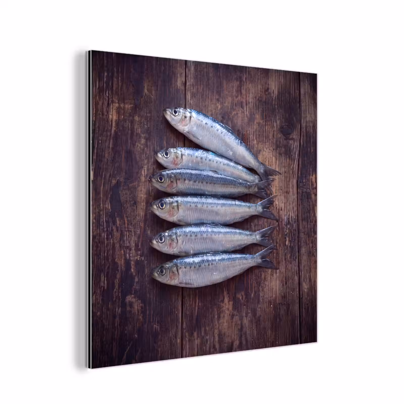 Aluminium schilderij - Vis - Hout - Eten - Vis - Hout - Eten aluminium wit klein