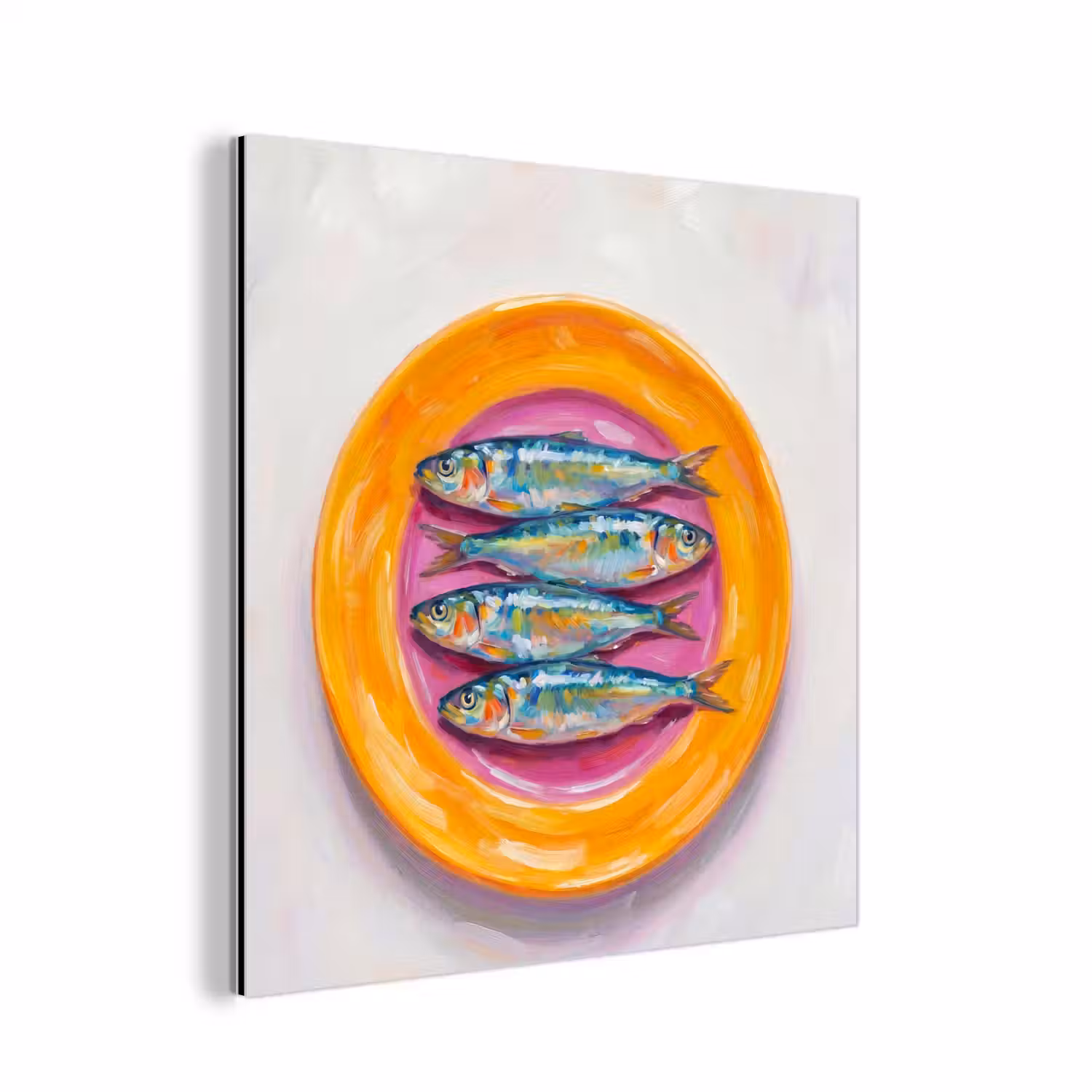 Vis - Vier - Eten - Modern - Kleurrijk aluminium wit klein -3d
