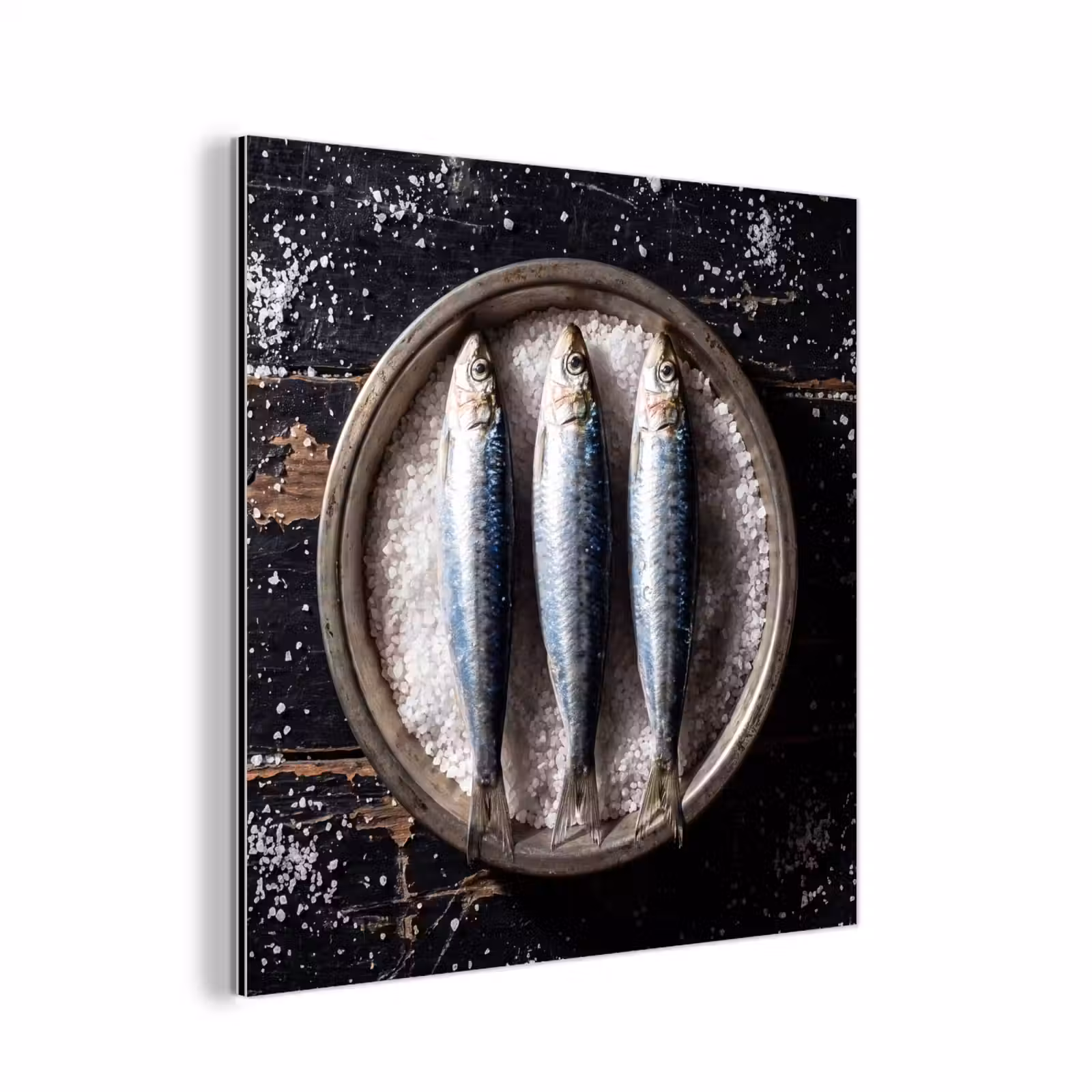 Aluminium schilderij - Vis - Zout - Eten - Vis - Zout - Eten aluminium wit klein