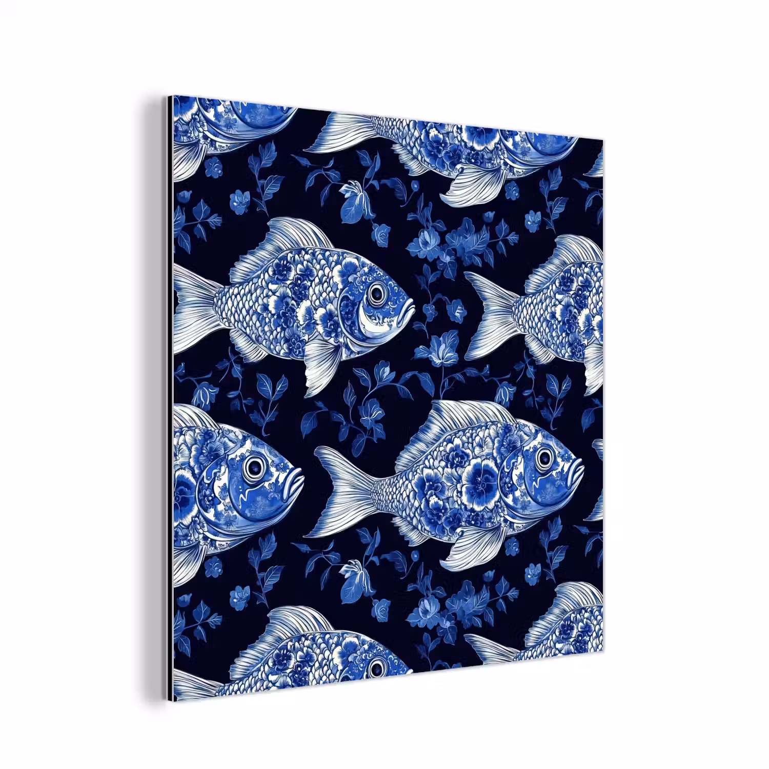 Vissen - Bloemen - Blauw aluminium wit klein 46 -3d