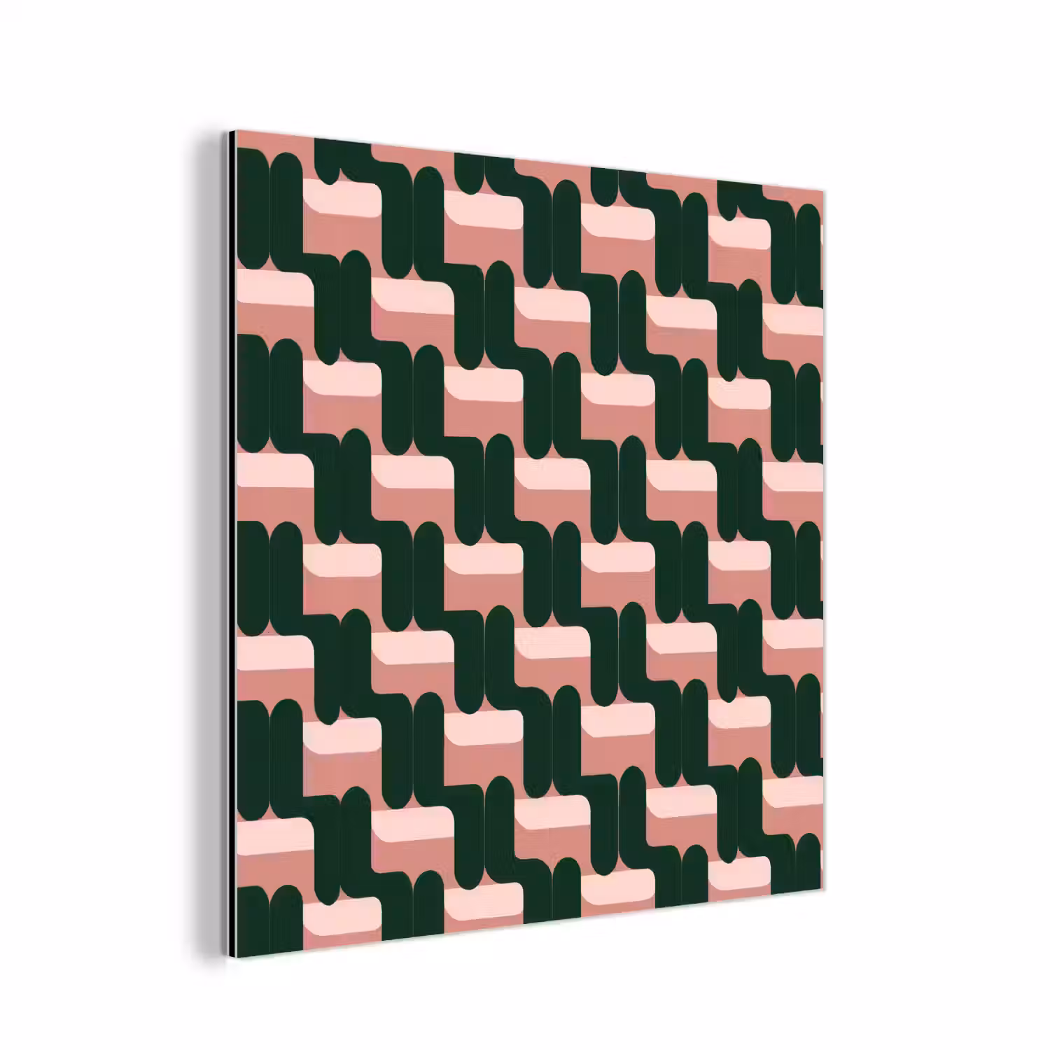 Vlechtpatroon - Groen - Roze - Geometrisch aluminium wit klein 46 -3d