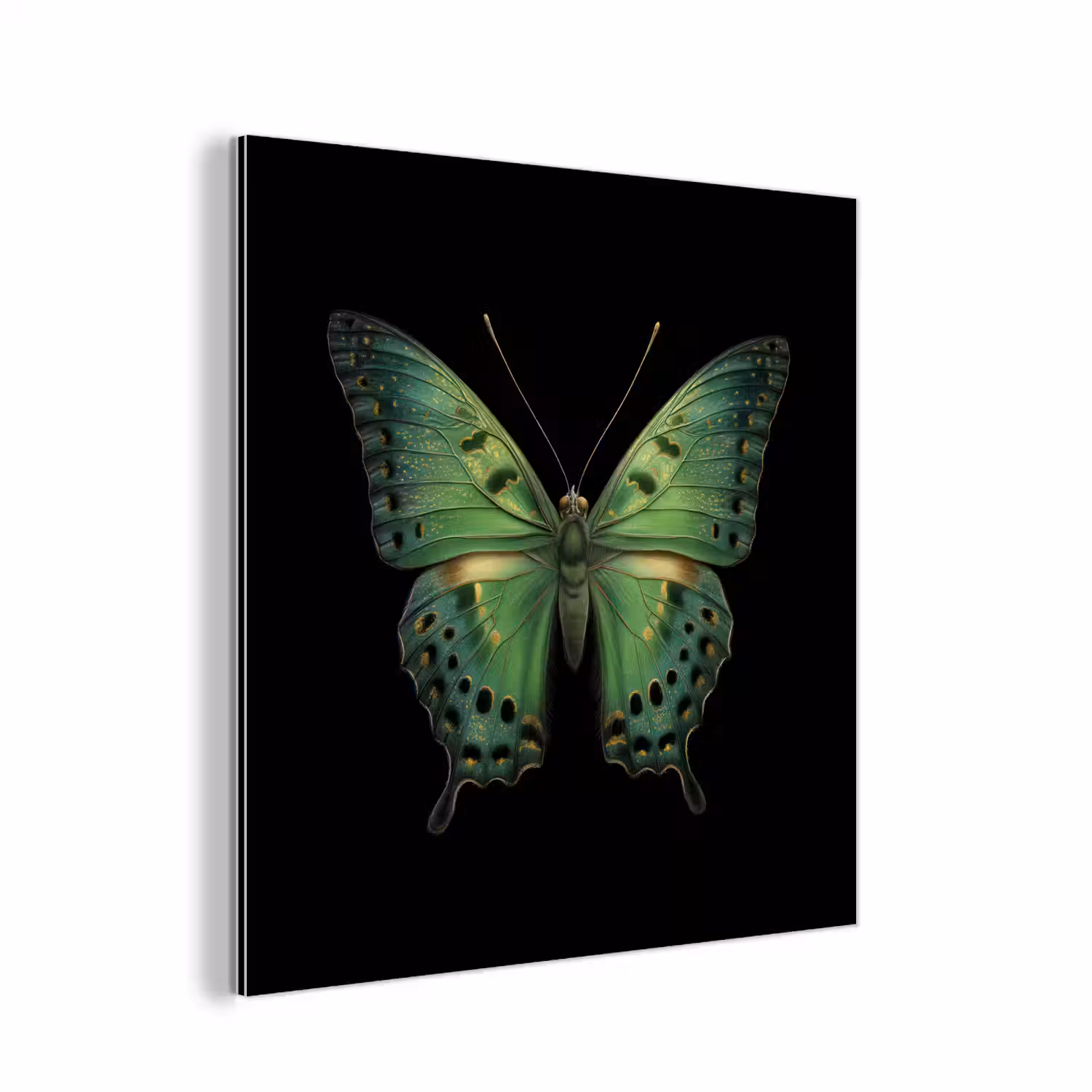 Vlinder - Groen - Diepte aluminium wit klein -3d