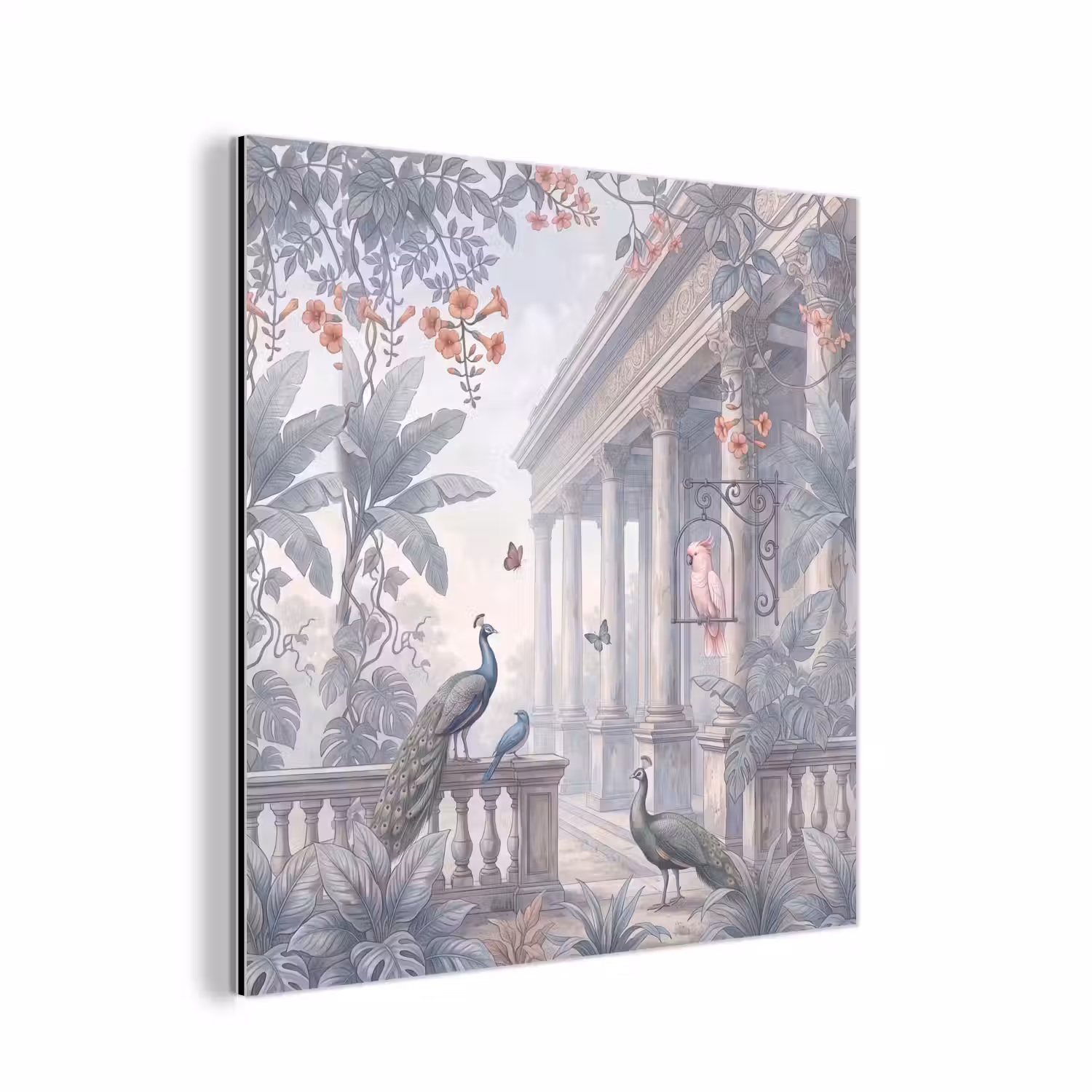 Vogel - Pauw - Architectuur - Klassiek - Groen aluminium wit klein -3d