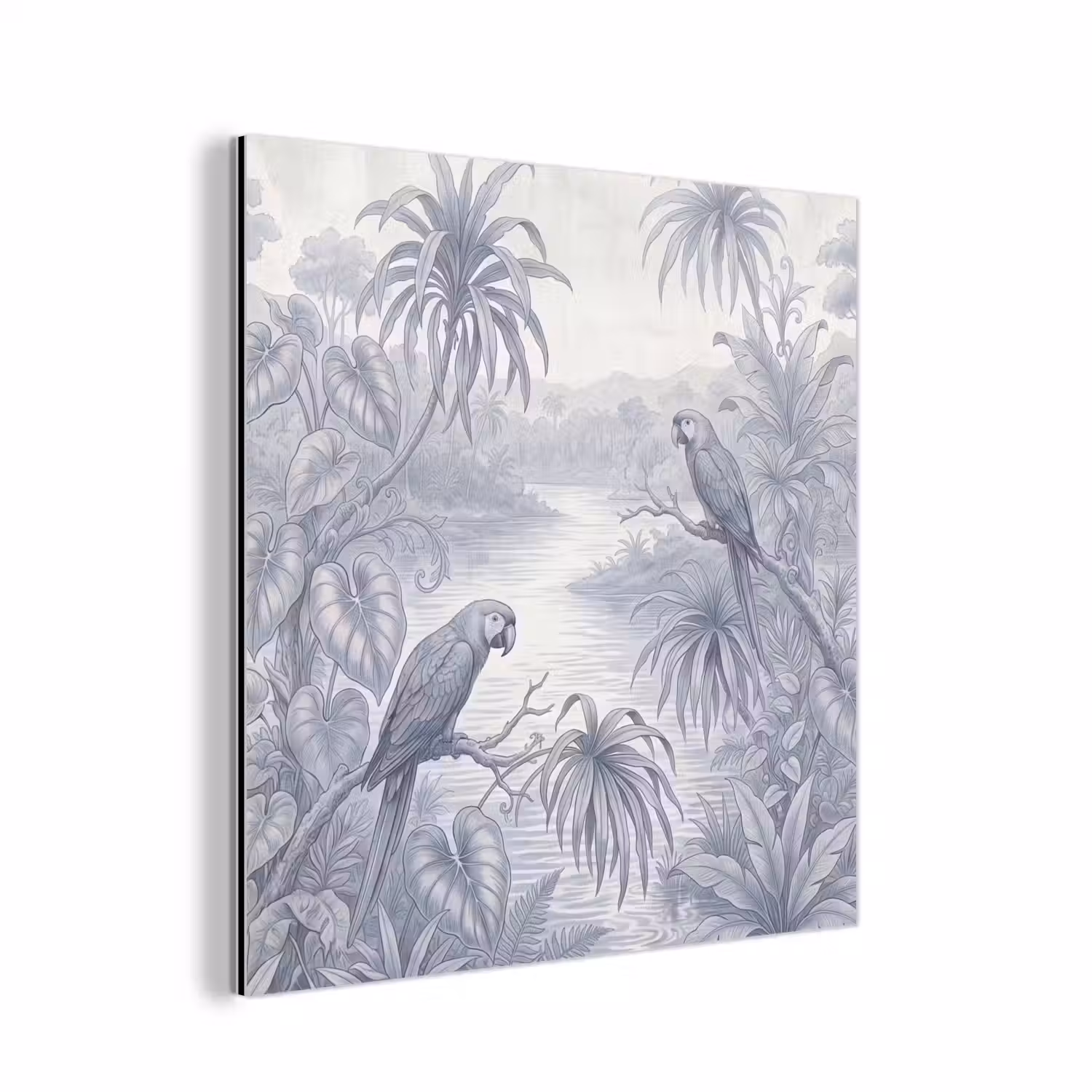 Vogel - Rivier - Tropisch - Illustratie - Blauw aluminium wit klein -3d
