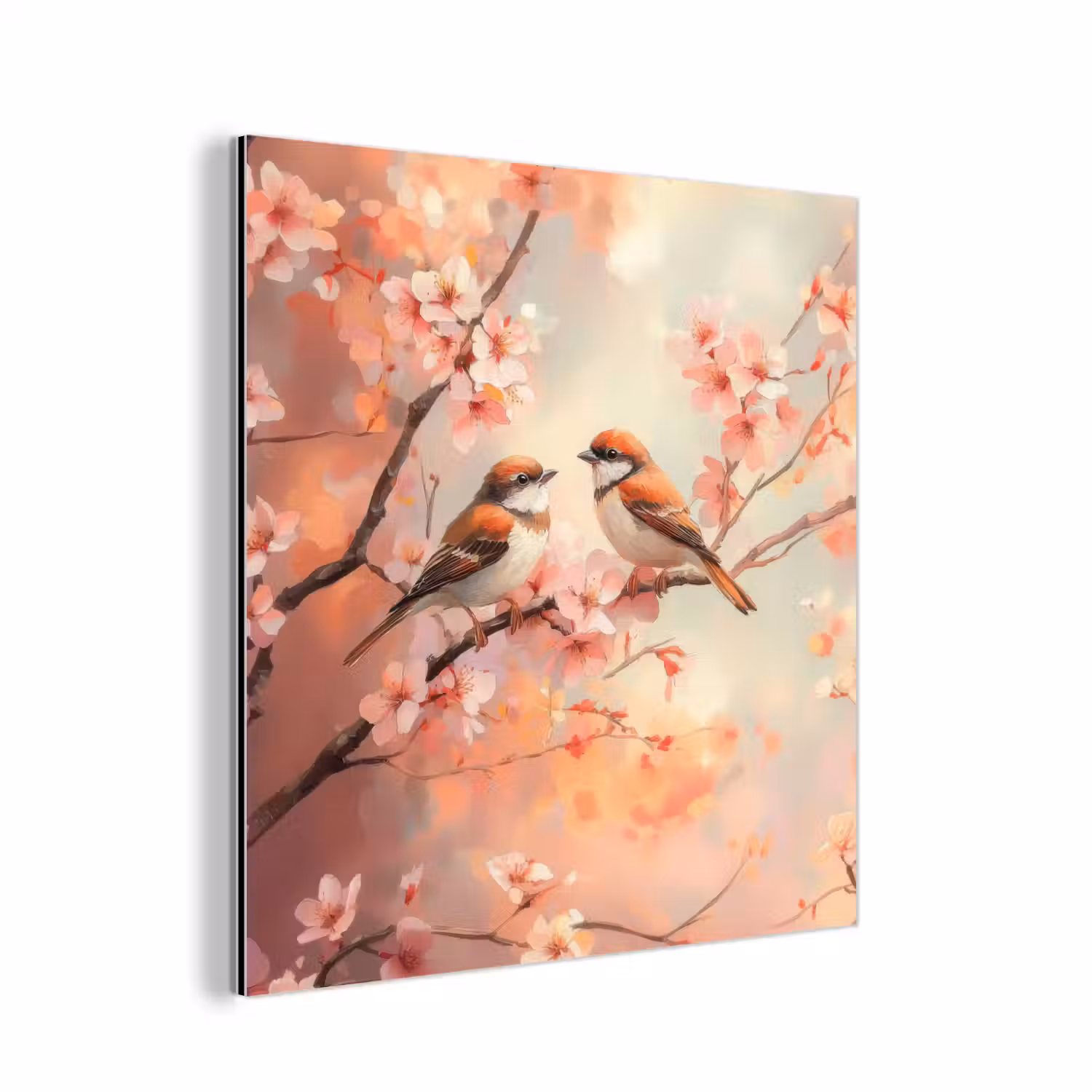 Vogels - Romantic - Bloesemtak aluminium wit klein -3d