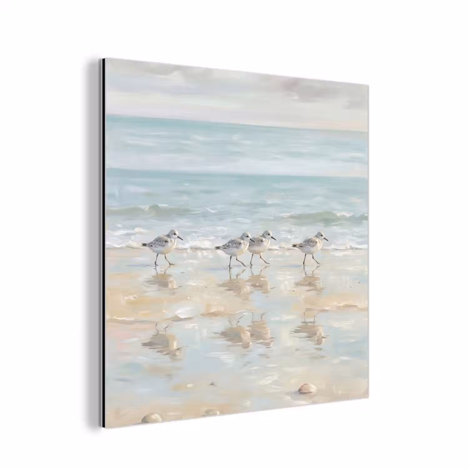 Vogels - Strand - Zee aluminium wit klein -3d