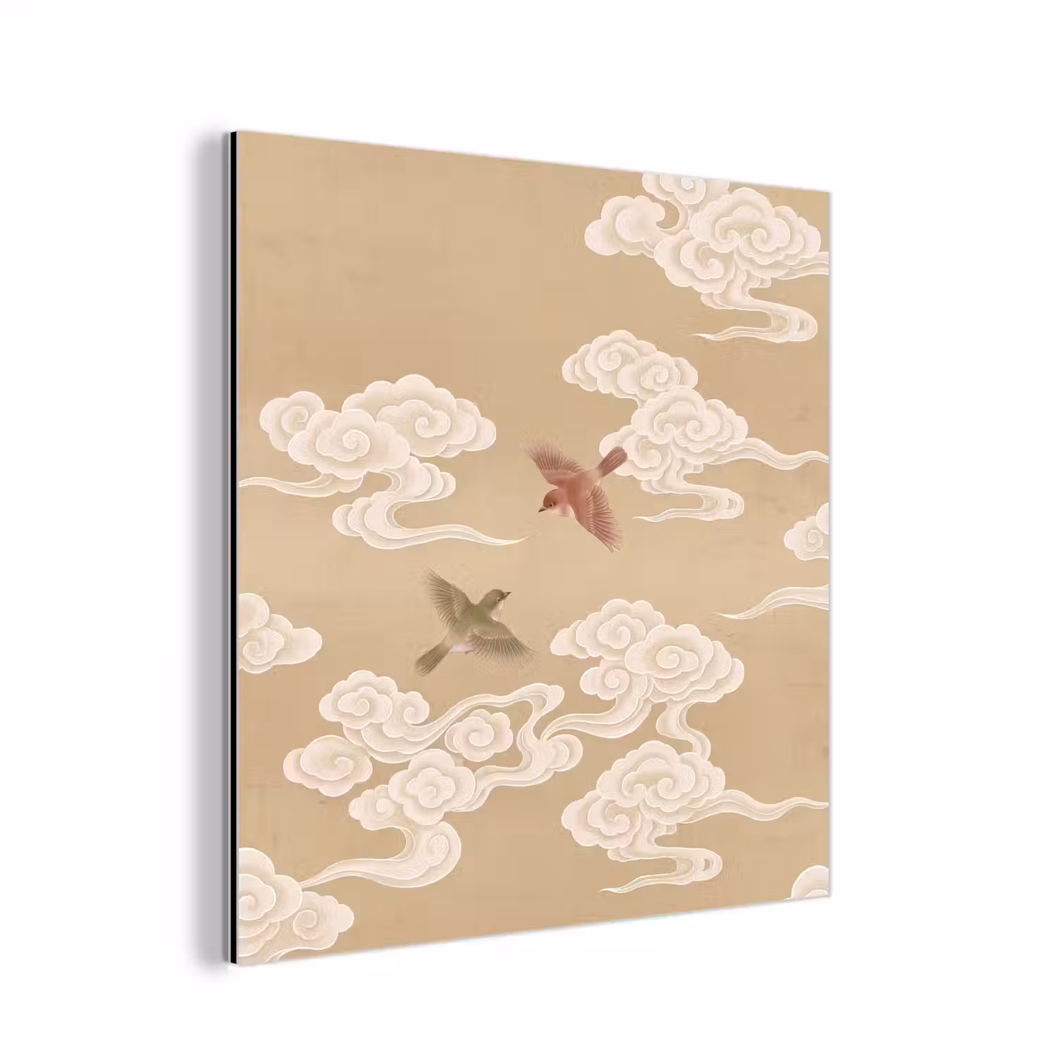 Vogels - Vliegen - Beige aluminium wit klein -3d