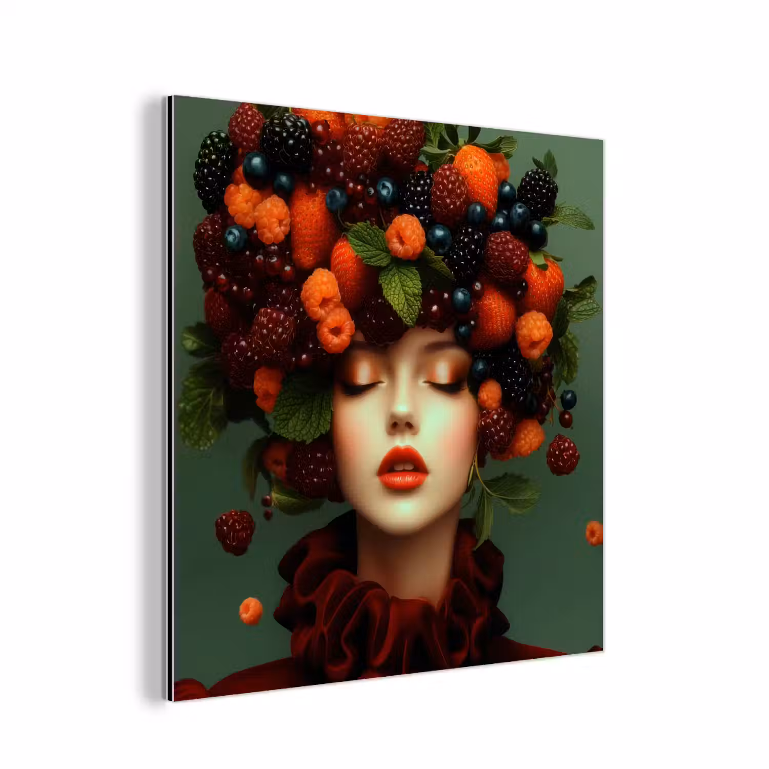Vrouw - Aardbeien - Frambozen - Bramen - Bessen aluminium wit klein -3d