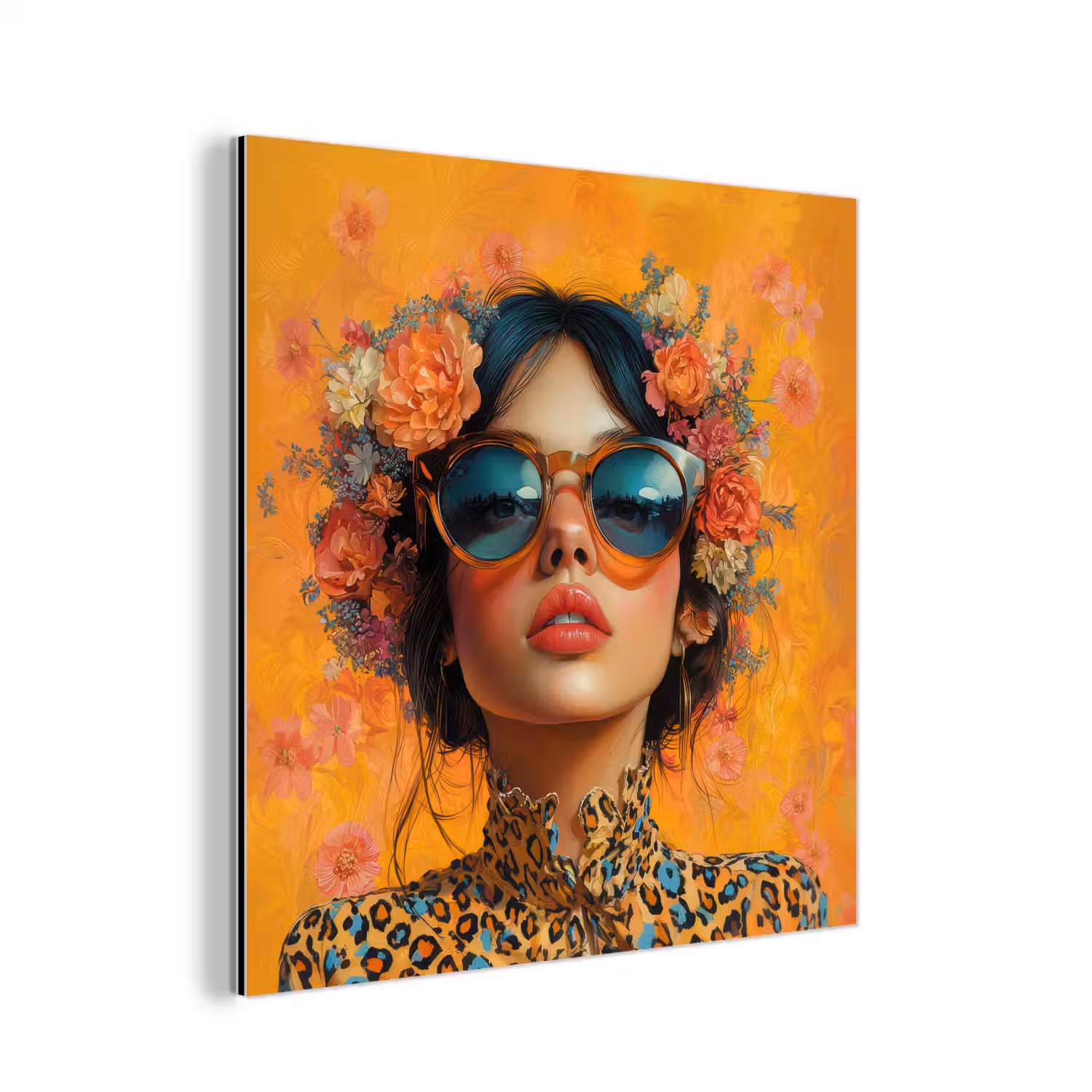 Vrouw - Bloemen - Aesthetic - Oranje aluminium wit klein -3d