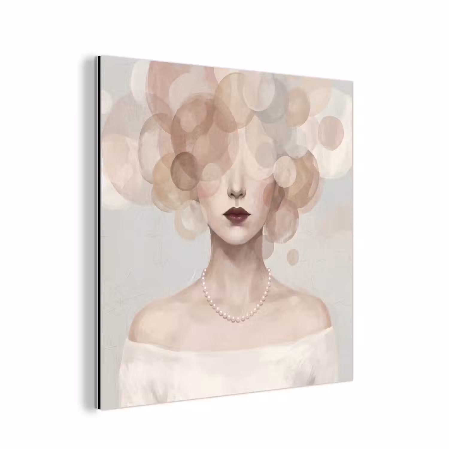 Vrouw - Cirkels - Beige aluminium wit klein -3d