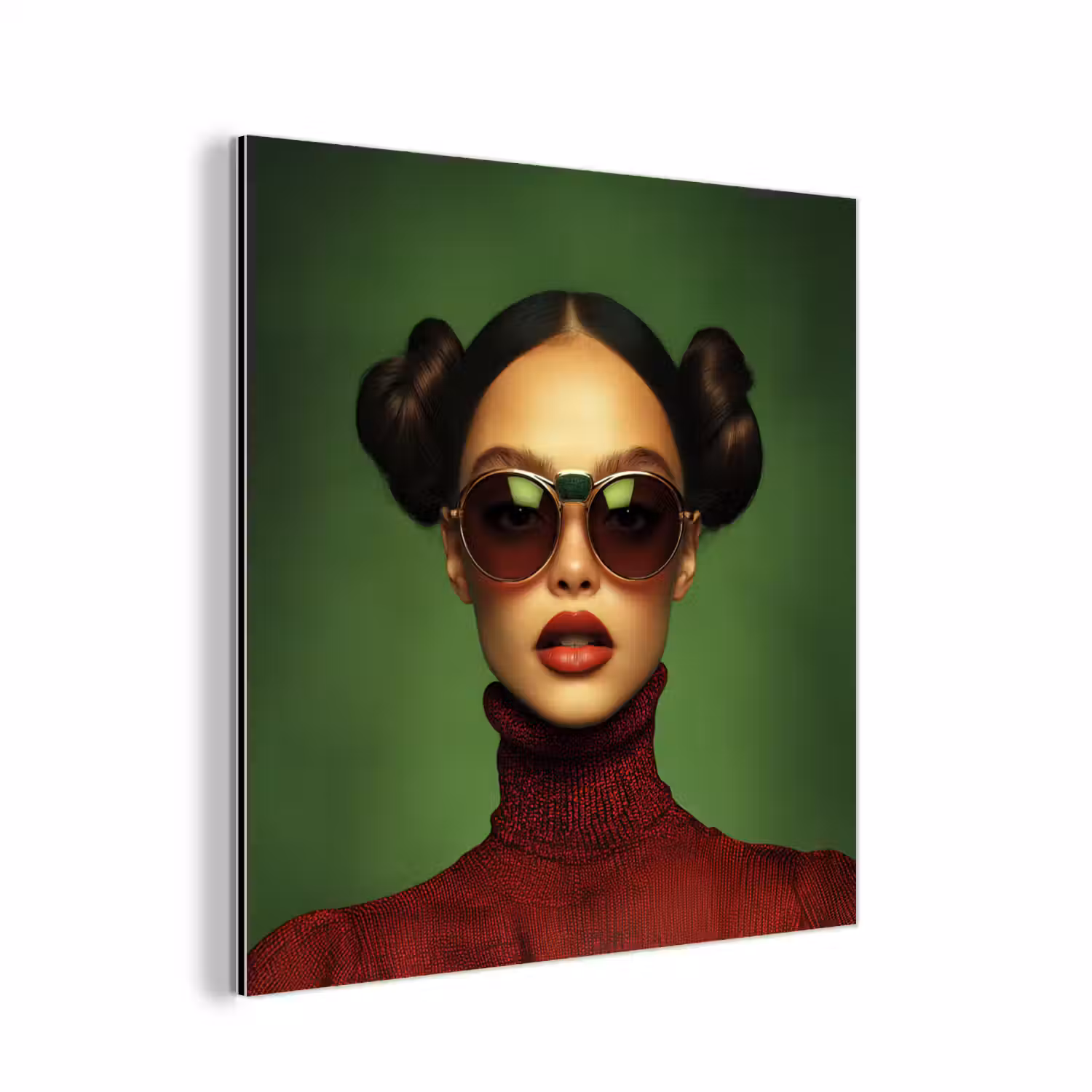 Vrouw - Groen - Bril - Aesthetic - Modern aluminium wit klein -3d