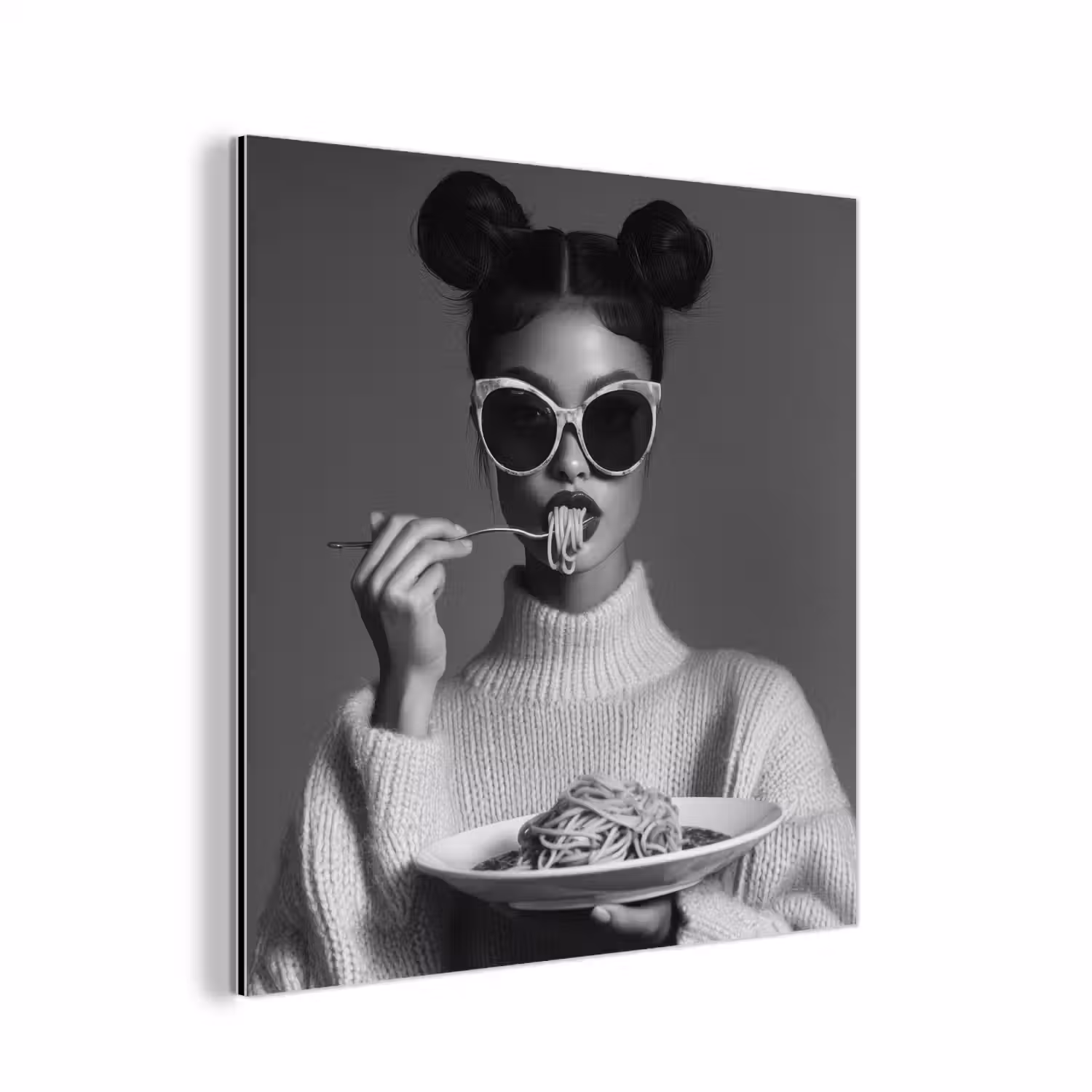 Vrouw - Pasta - Zonnebril aluminium wit klein -3d